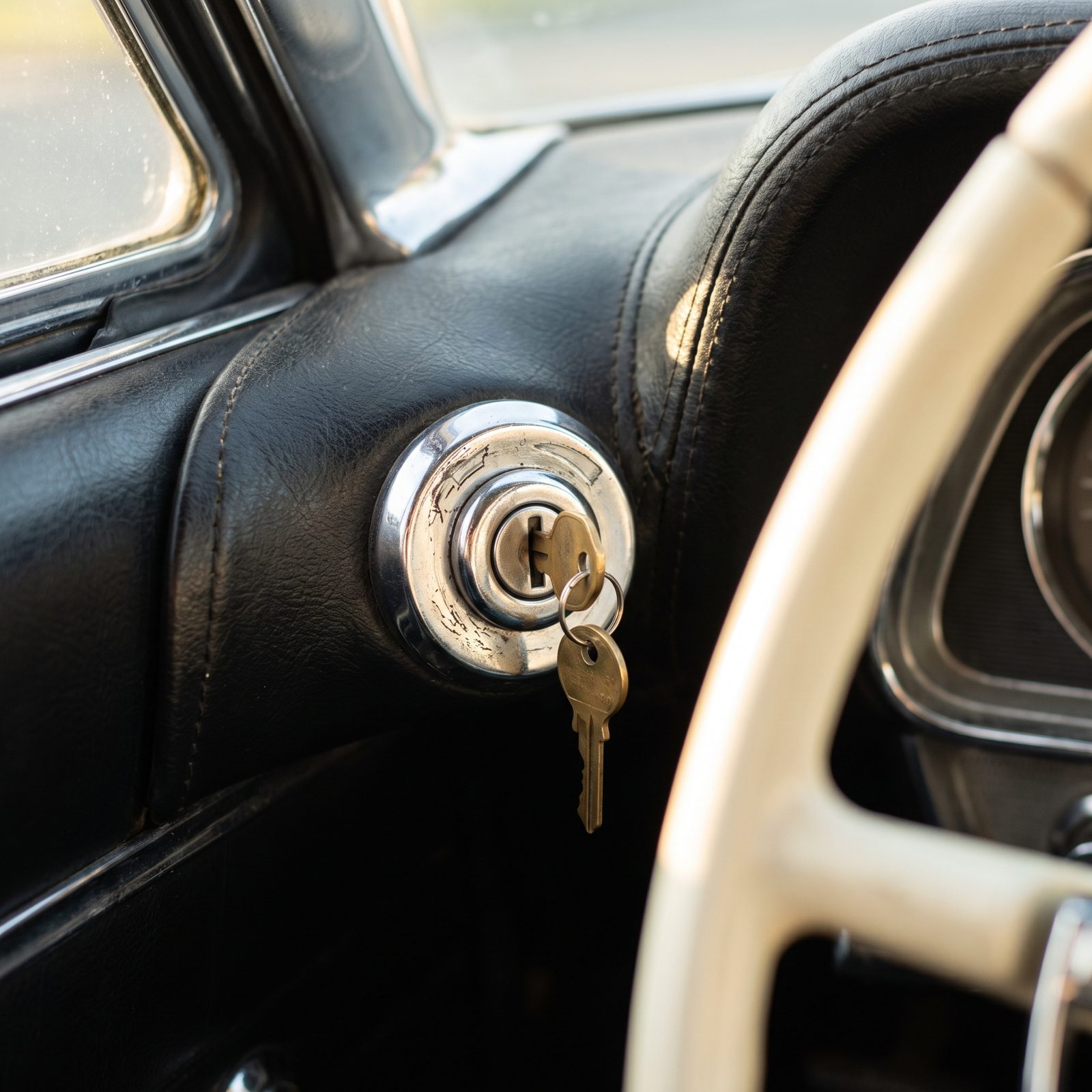 An Ignition Switch Mounted Left of the Steering Wheel