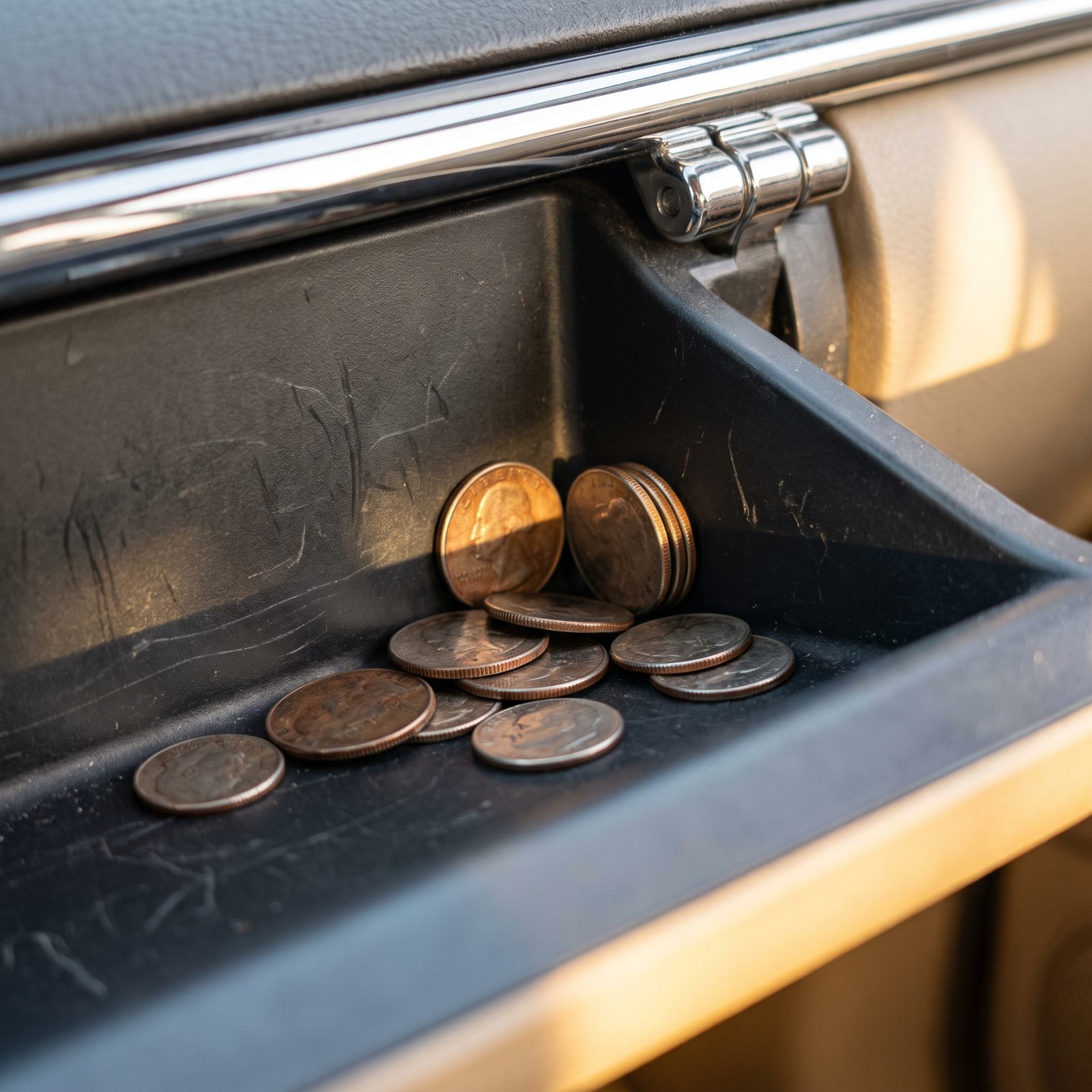 Loose Toll-Booth Coins Rolling Around the Bottom