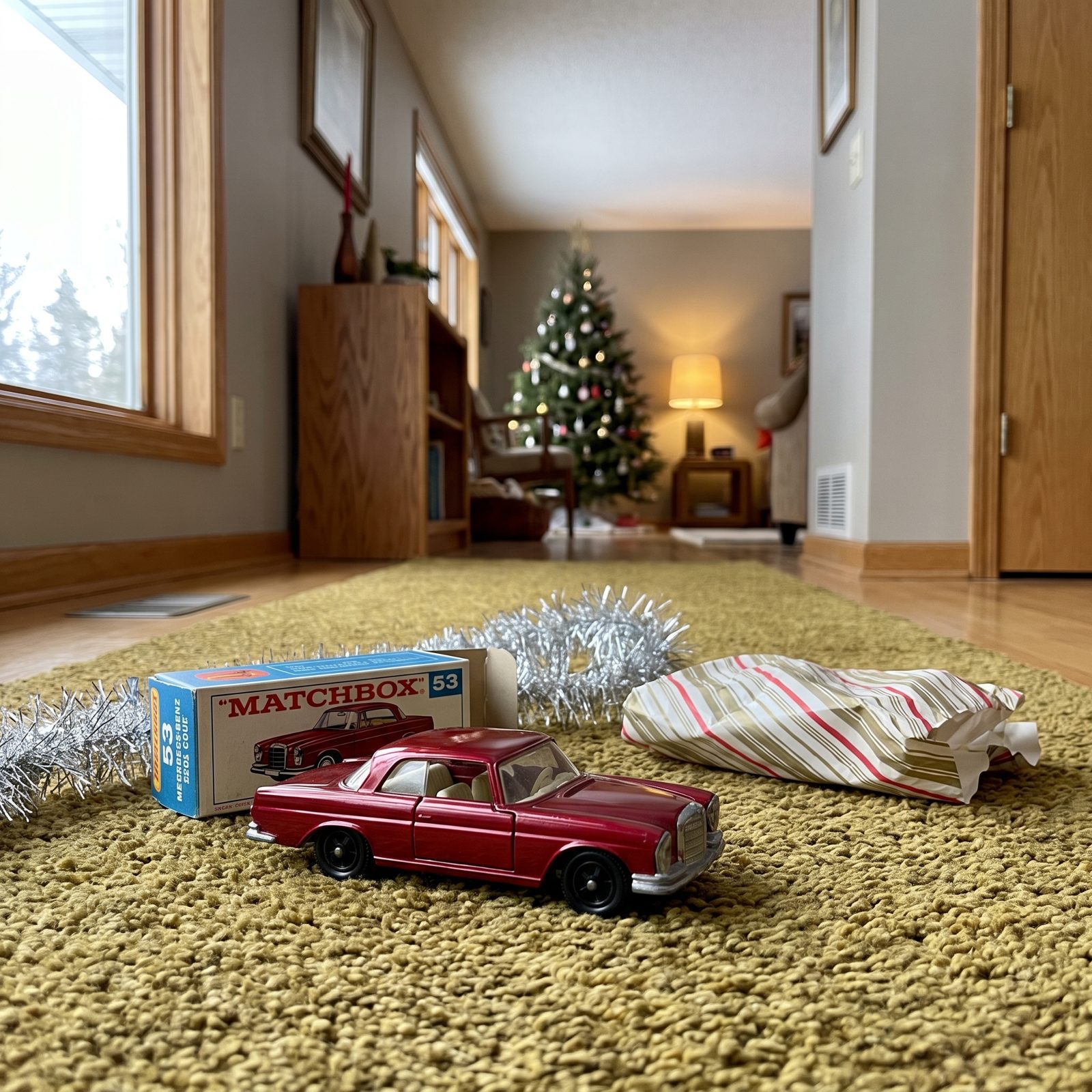 The Matchbox No. 53 Mercedes-Benz 220SE Coupe in That Cherry Red Finish