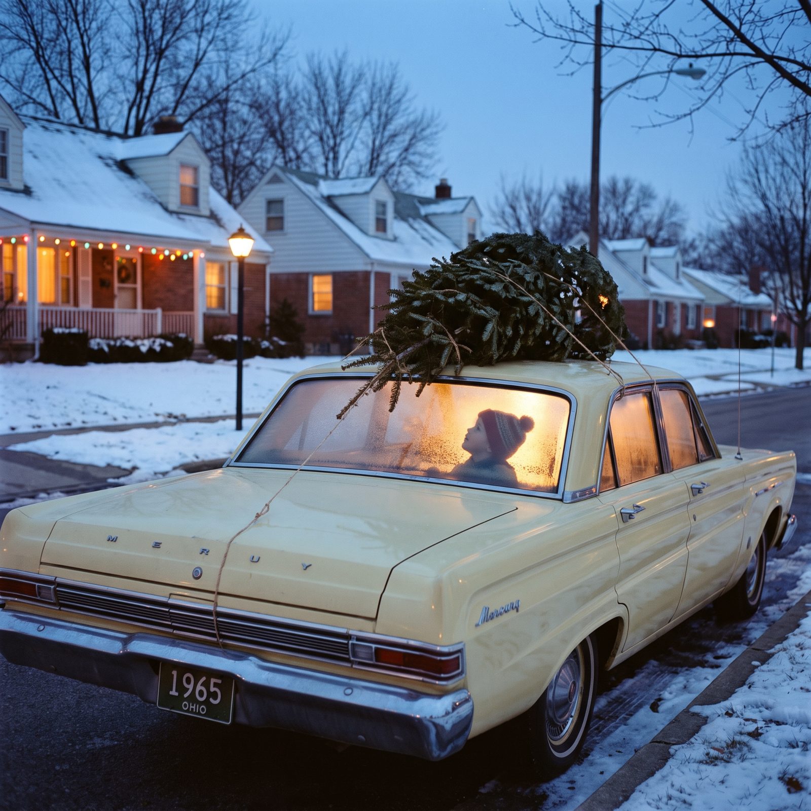A Mercury Comet With a Child Watching Through the Rear Window