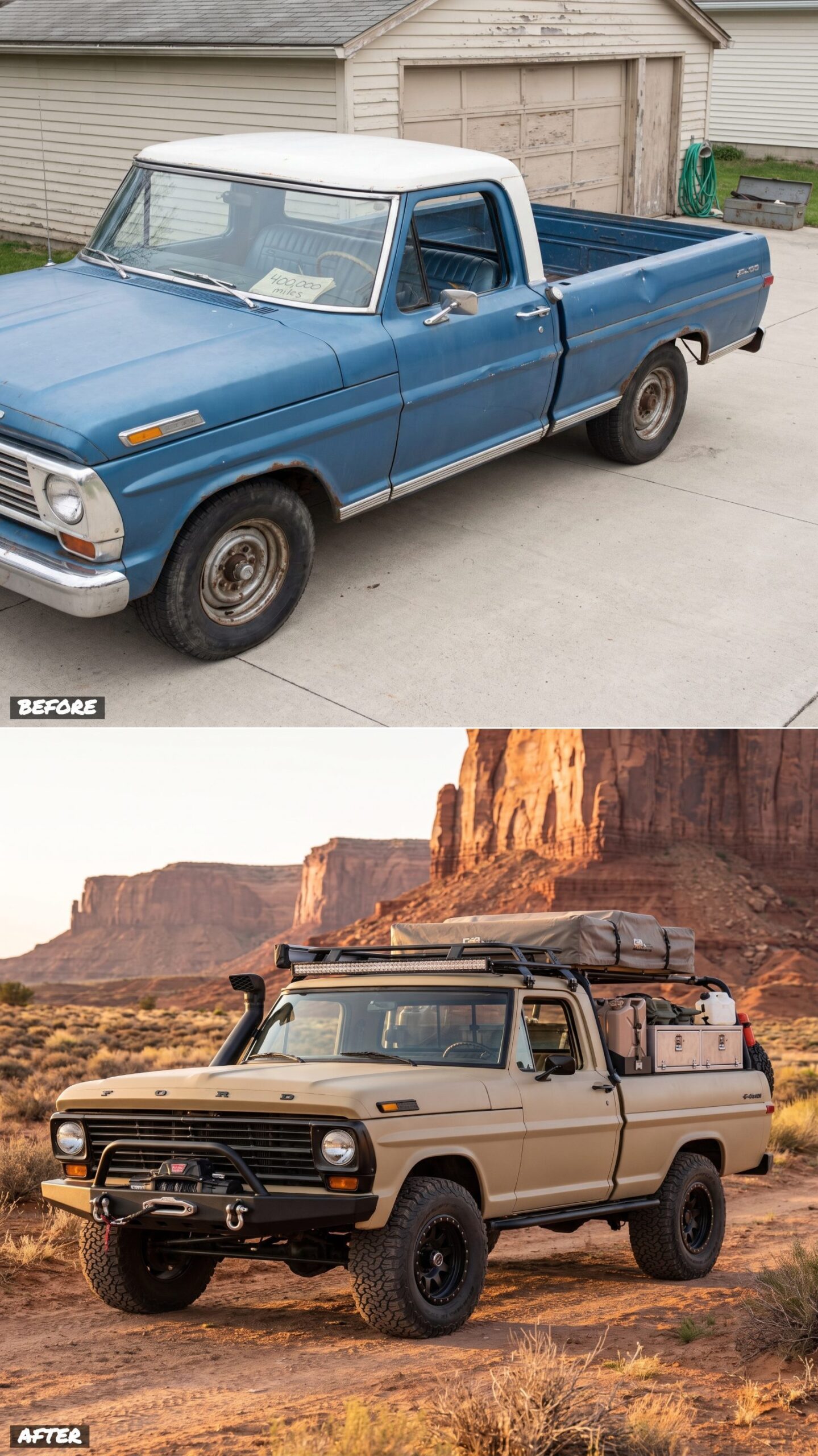 Overland Expedition Rig in Desert Tan with a Rooftop Setup