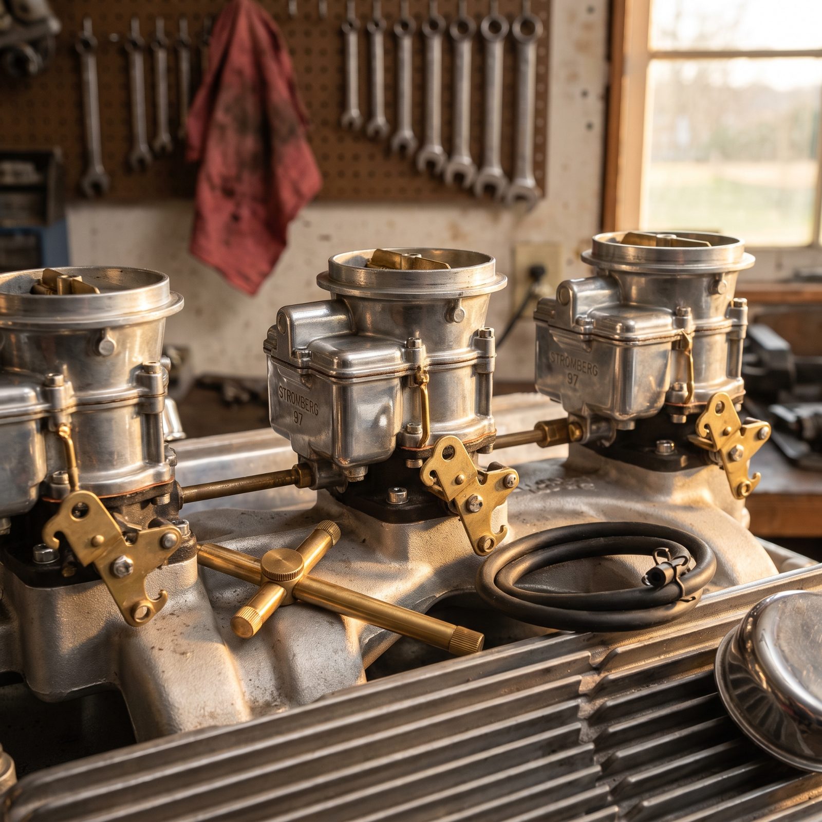 Synchronizing a Row of Stromberg 97 Carburetors