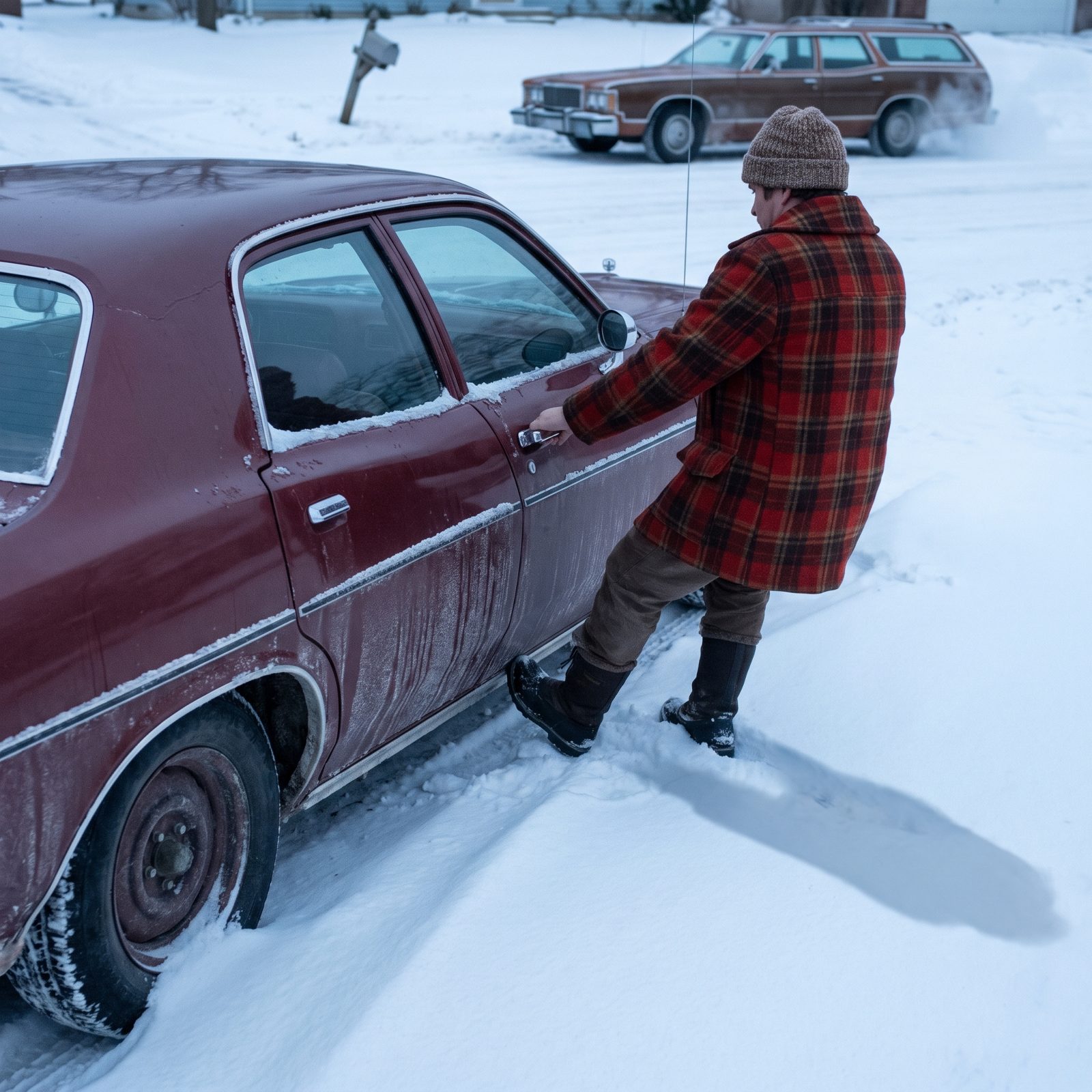 Yanking on Doors Frozen Shut Around Their Rubber Weatherstripping