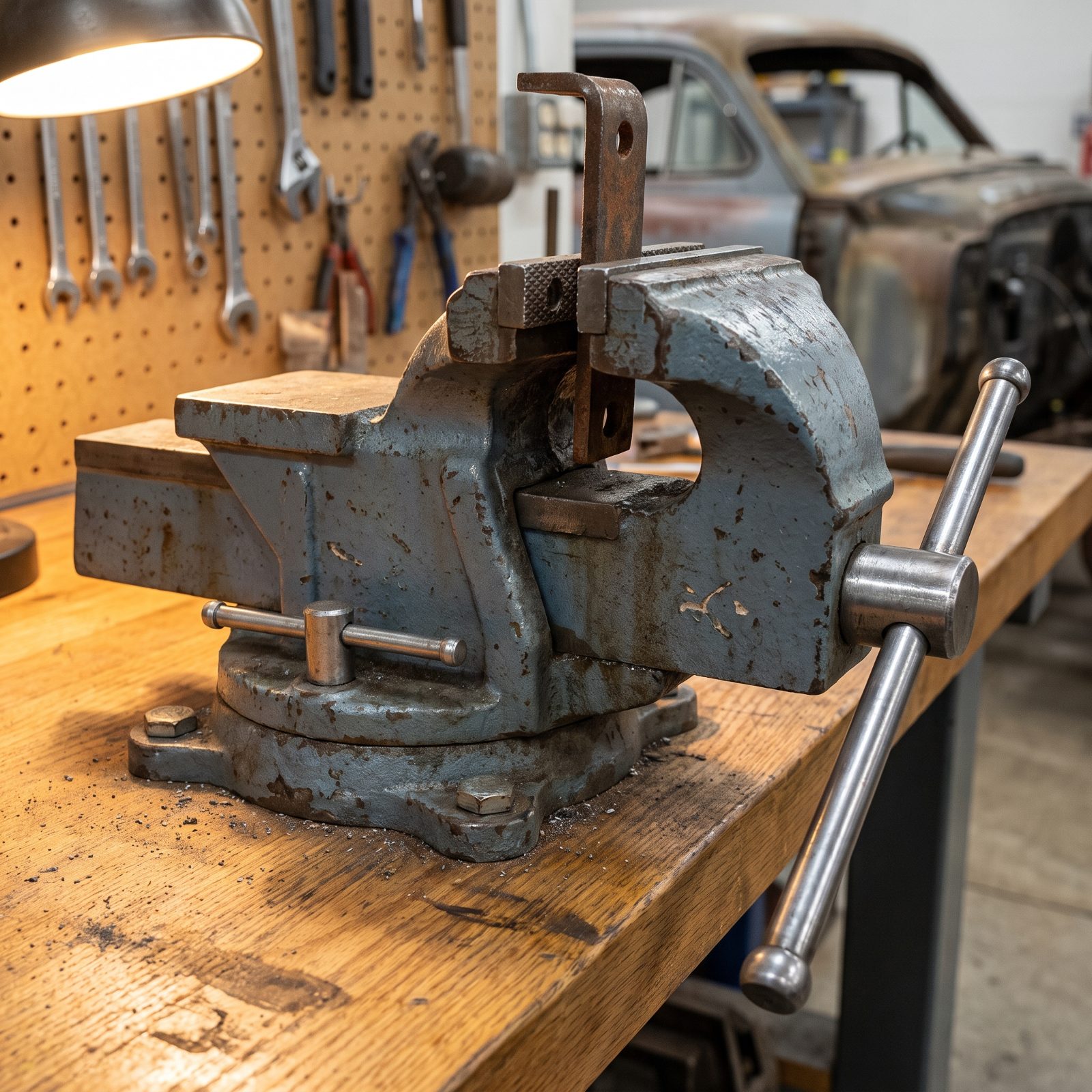 A Bench Vise Bolted Down Like You Mean It