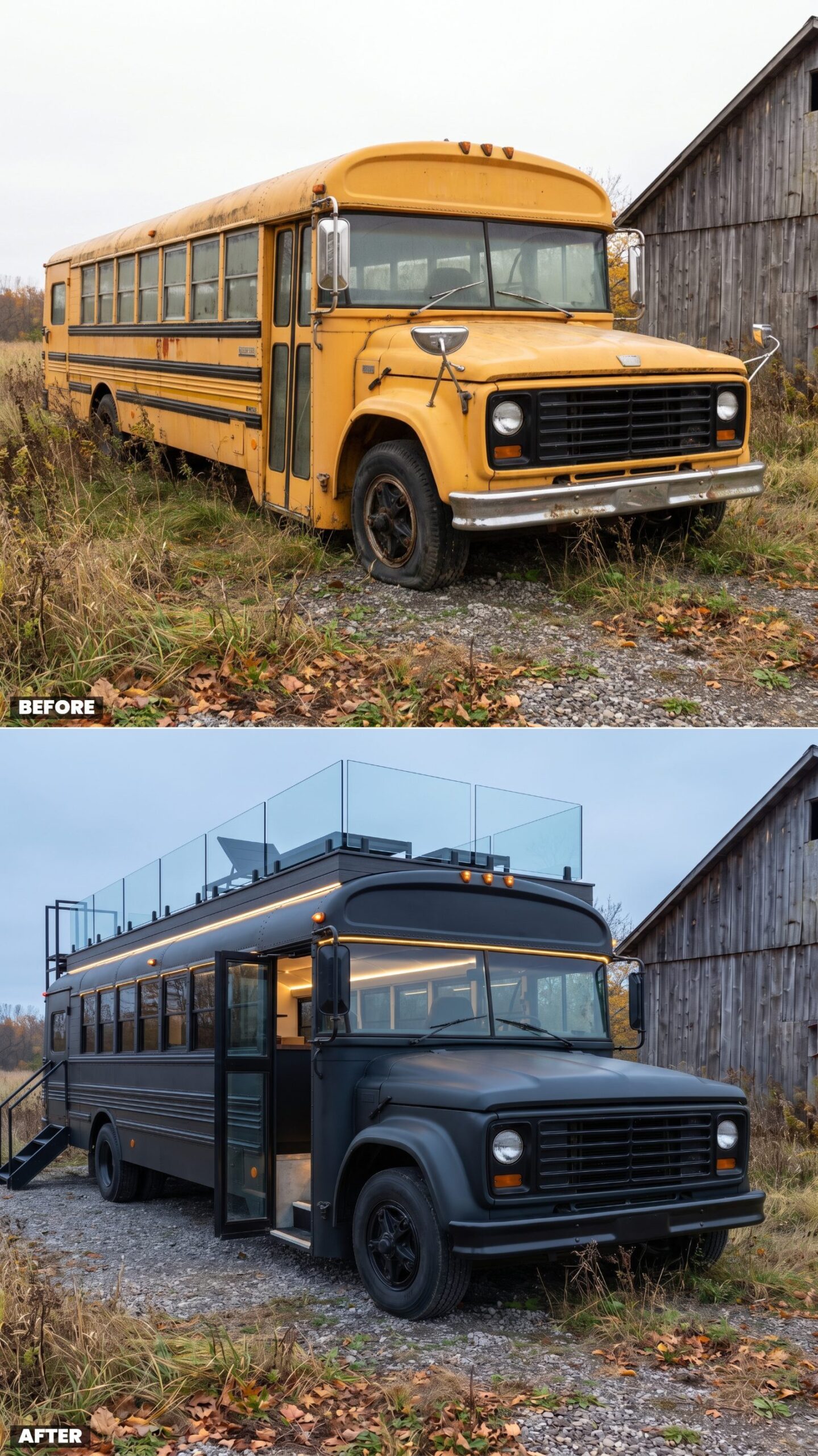 Black Steel Modern Cabin with a Glass-Rail Rooftop