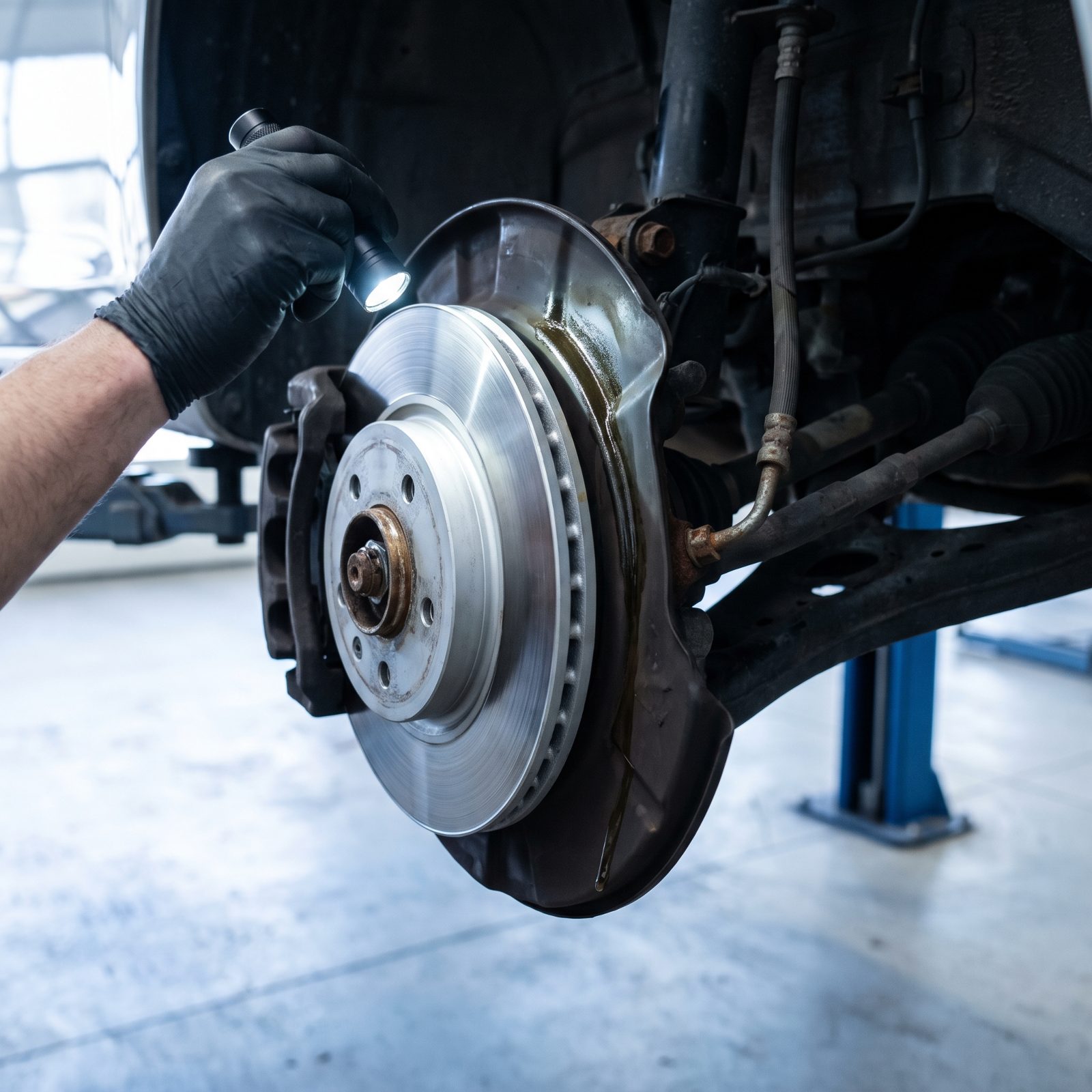 Brake Fluid or Fuel Is Visibly Leaking