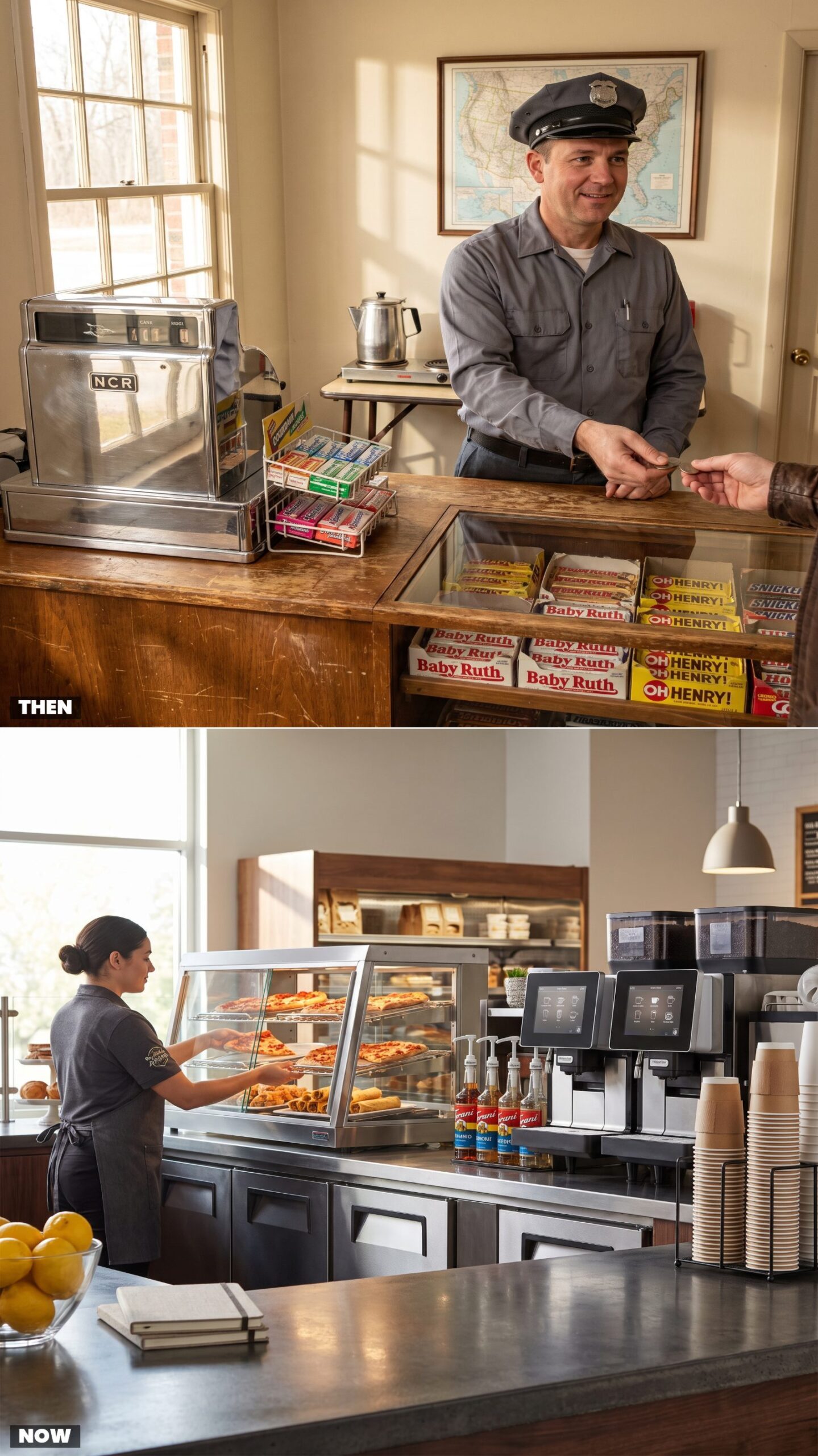 Candy Bars at the Counter vs. Hot-Food Kitchens and Coffee Bars