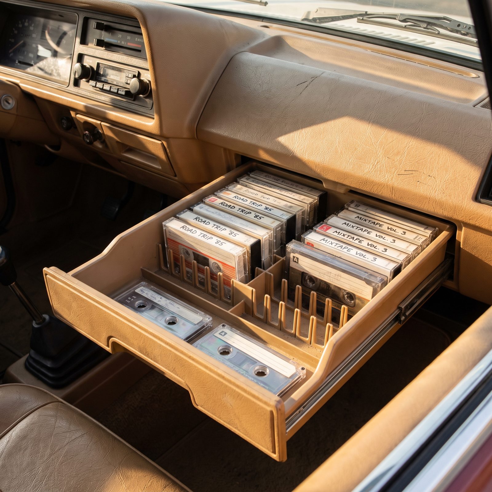 Cassette Storage Drawers Under the Dashboard
