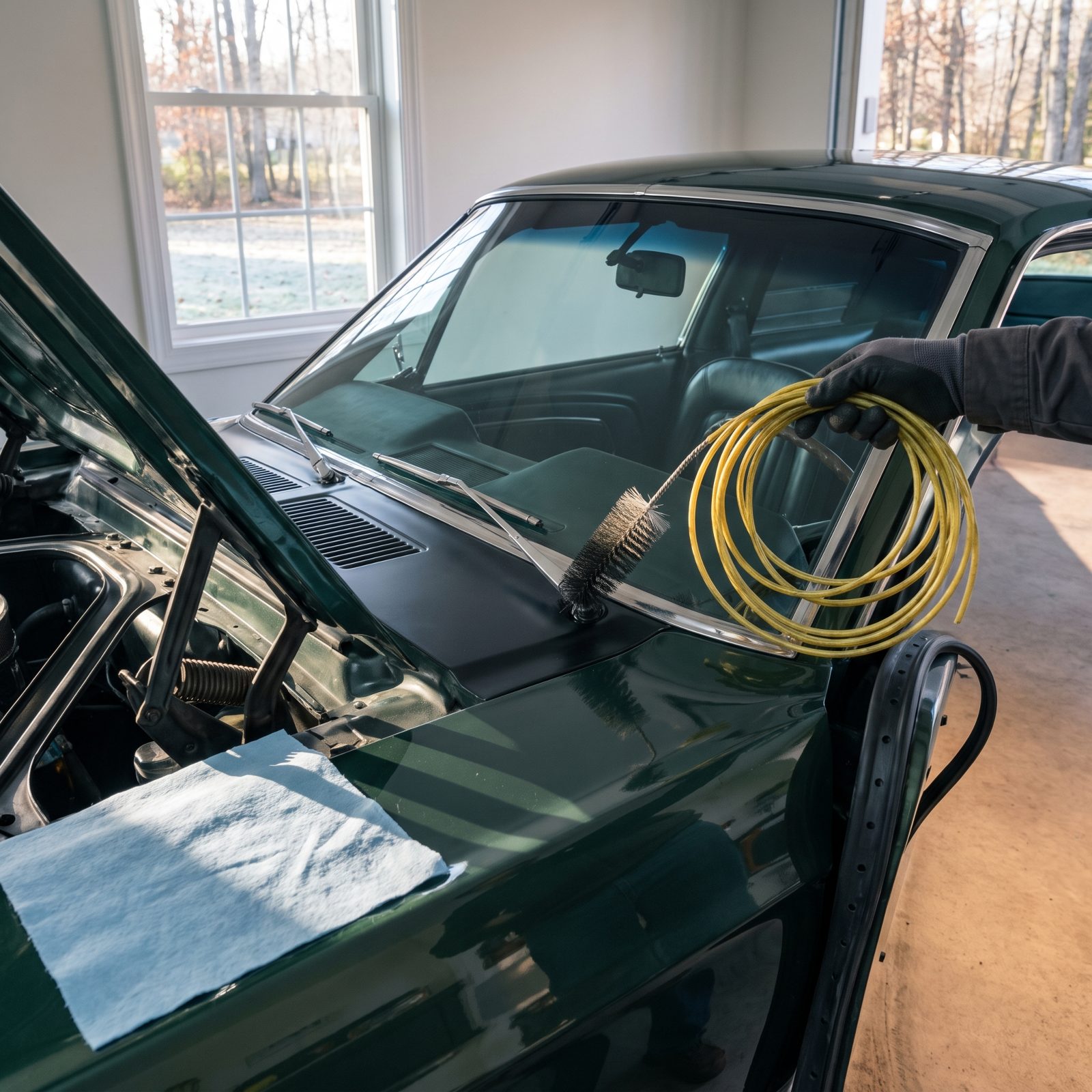 Clear the Cowl, Door, Sunroof, and Trunk Drain Channels First