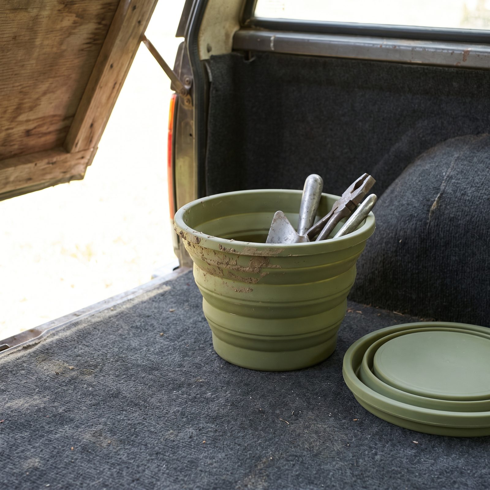 A Collapsible Bucket for Hauling Water, Sand, or a Load of Tools