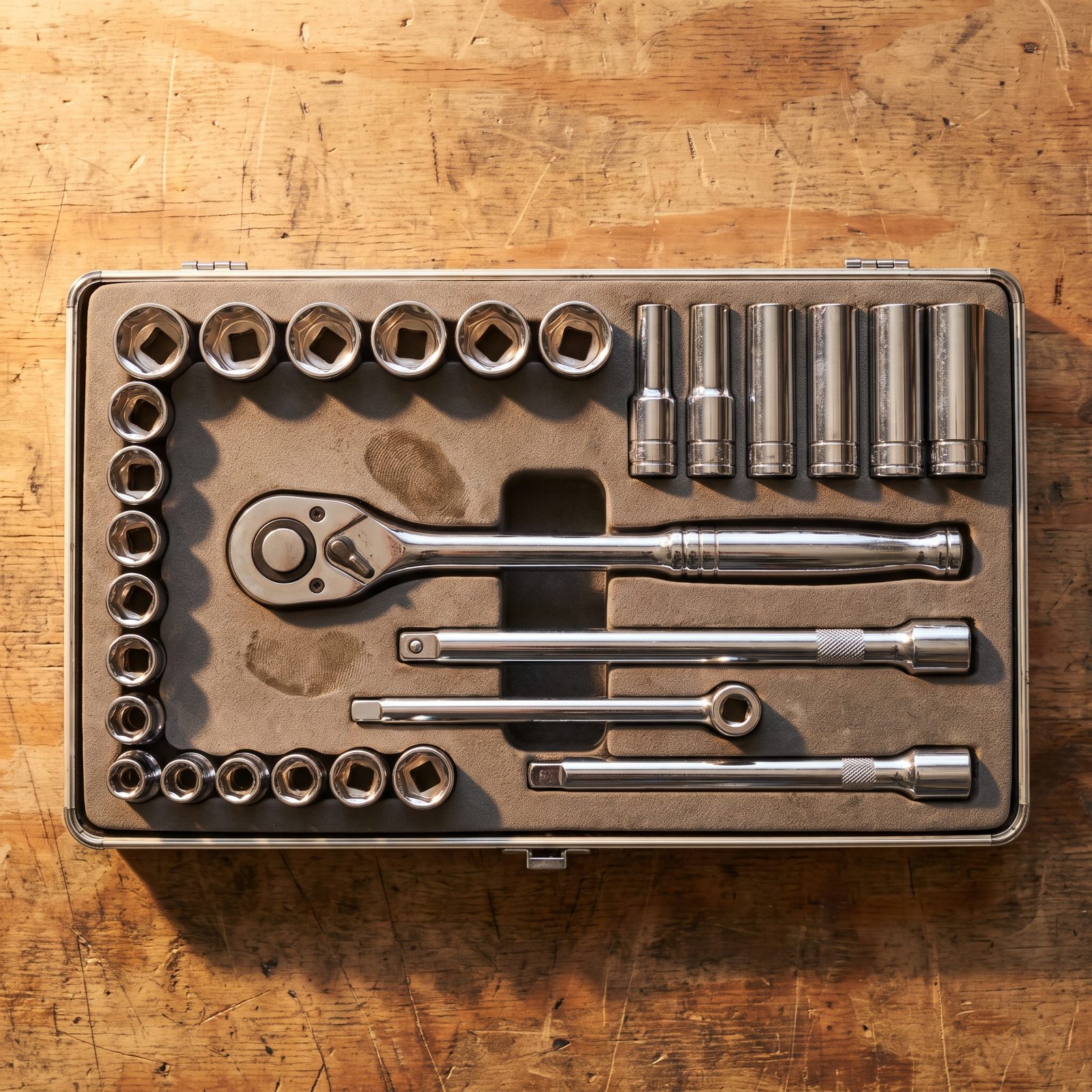 A Complete Metric and SAE Socket Set in One Case