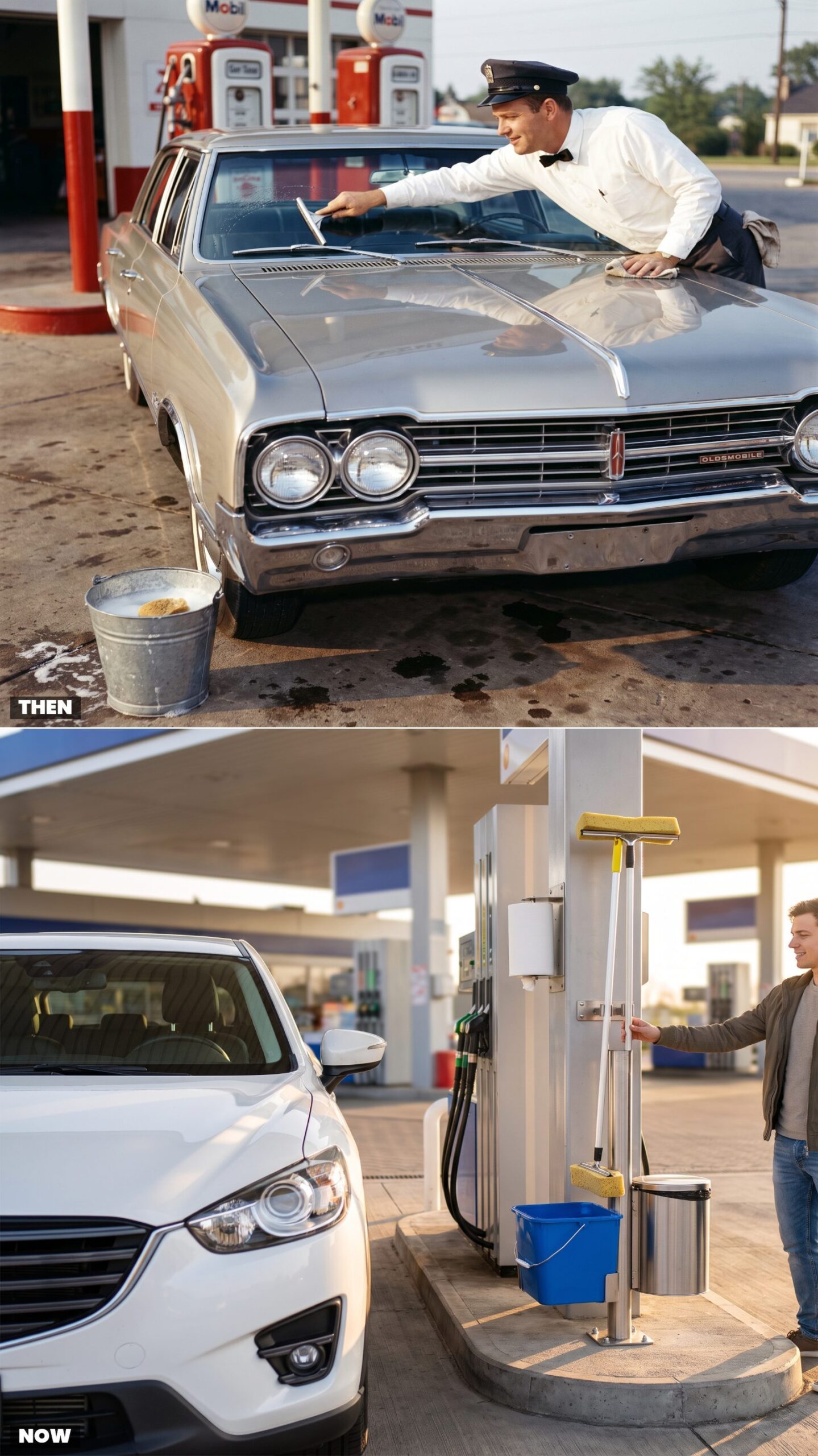 Complimentary Windshield Cleaning vs. Communal Squeegee Buckets