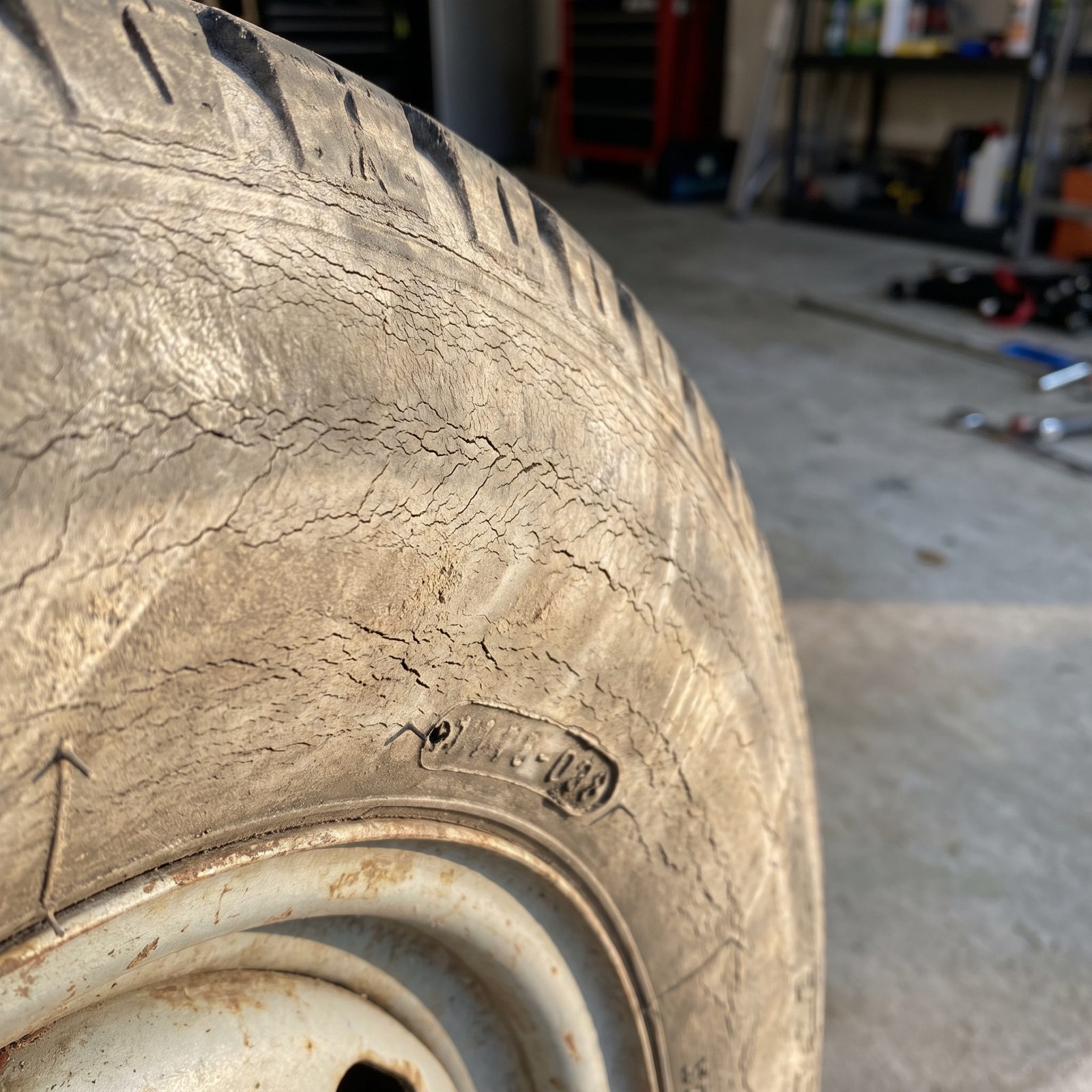 Cracked Sidewalls and an Old Date Code Expose a Tire's True Age