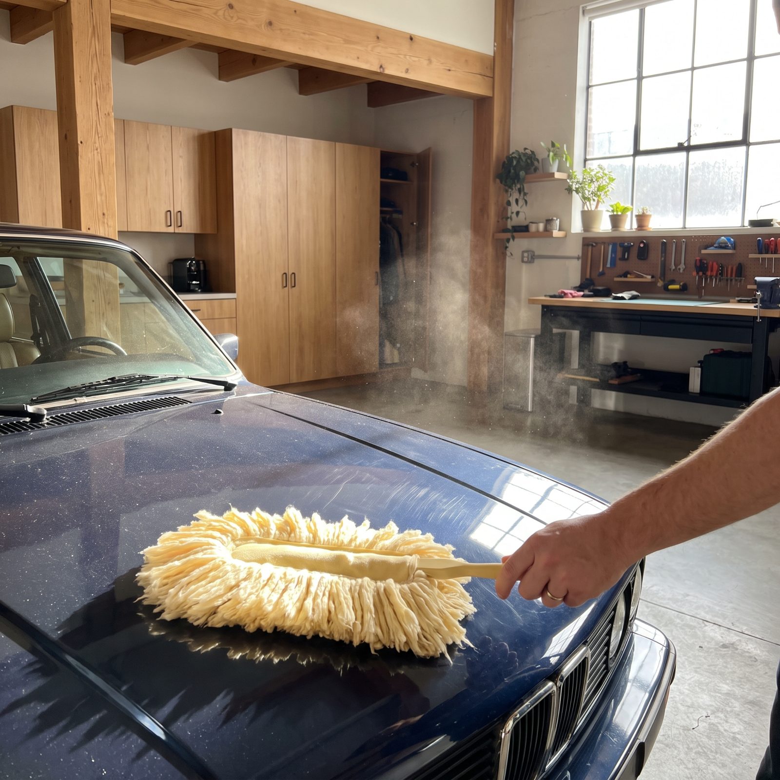 Dusting a Dry Car With a Towel or California Duster