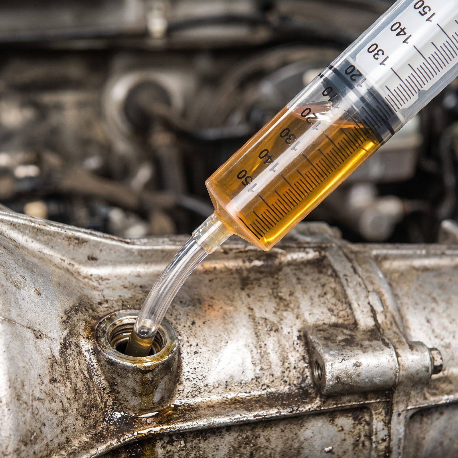 Fill a Buried Gearbox Cleanly With a Big Plastic Syringe