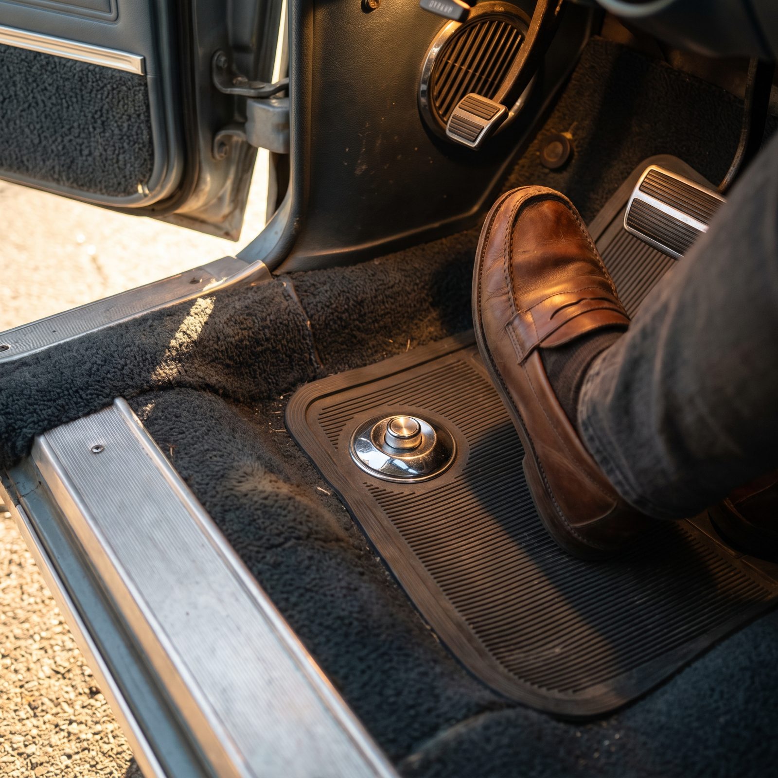 Floor-Mounted Headlight Dimmer Switches, High Beams Under the Left Foot