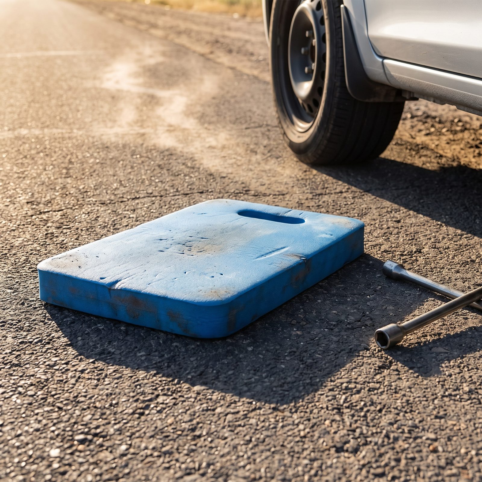 A Foam Kneeling Pad for Gravel and Blistering Pavement