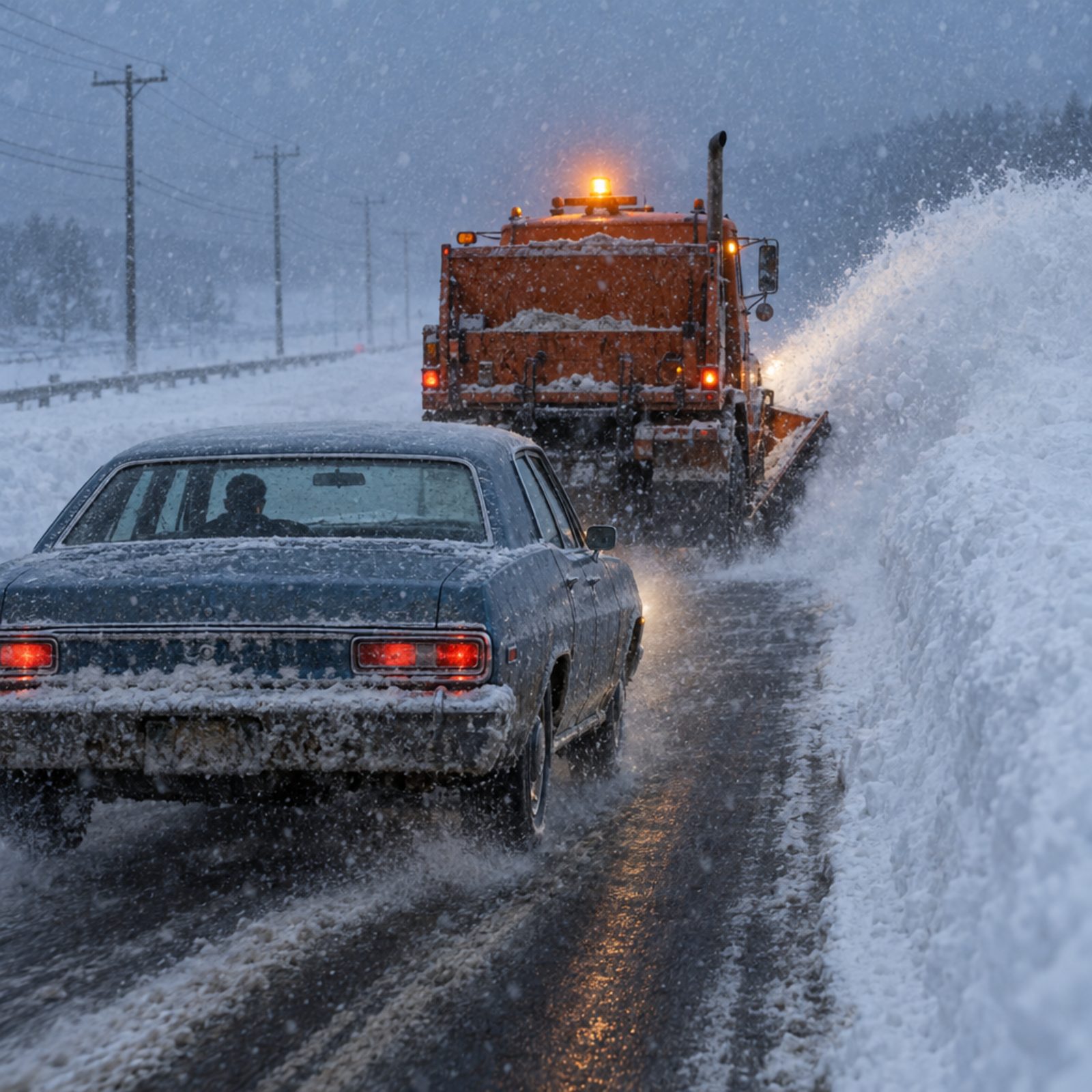 Following Directly Behind a Snowplow to Find a Passable Route