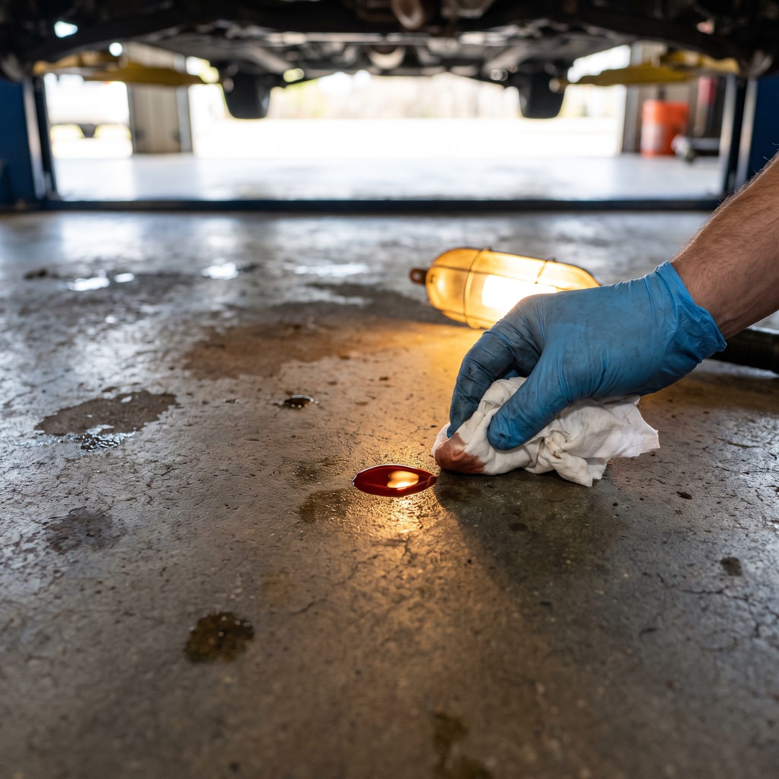 Fresh Fluid Spots Under the Car