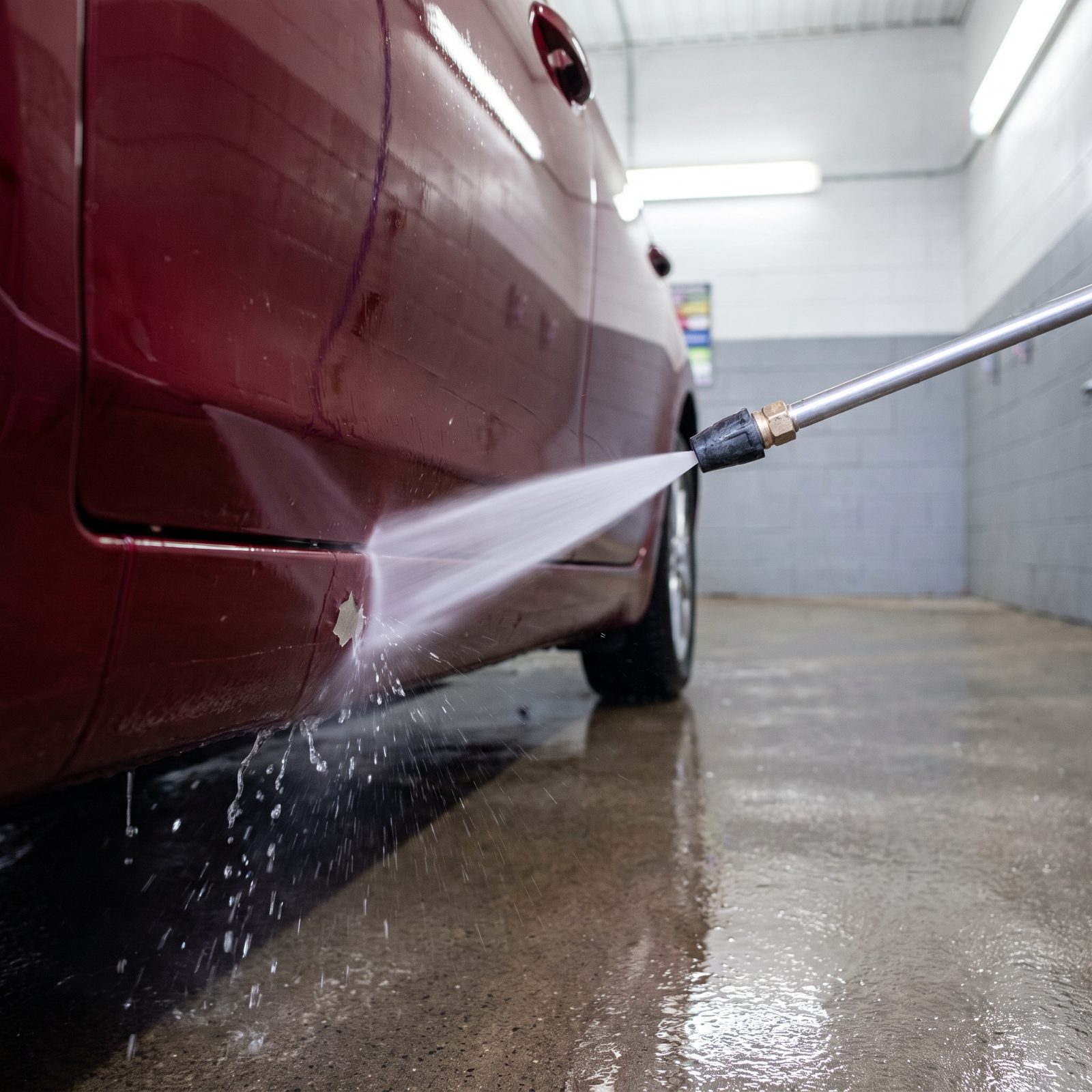 Holding a Pressure-Washer Nozzle Too Close, Especially Over Paint Chips