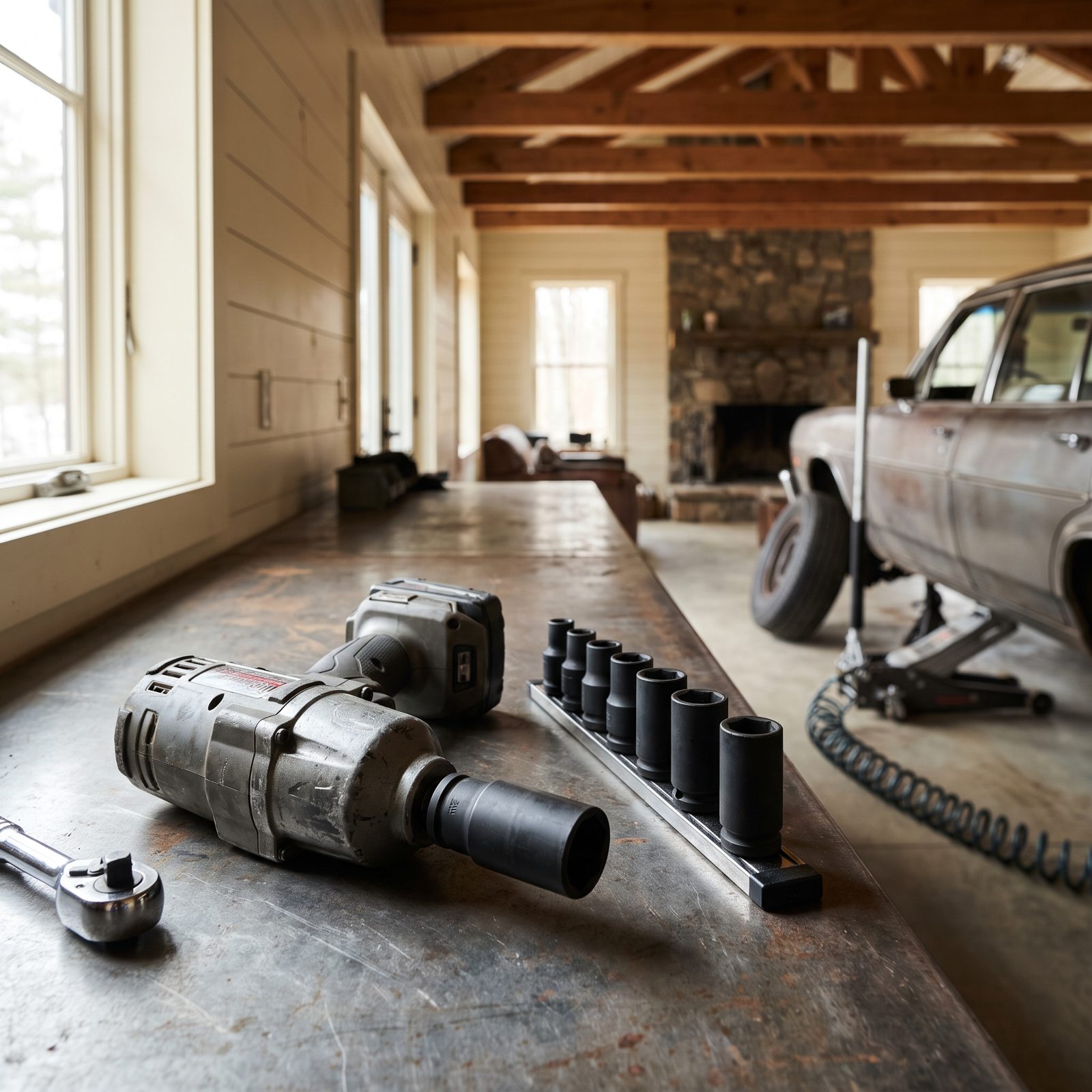 An Impact Wrench Paired With Impact-Rated Sockets