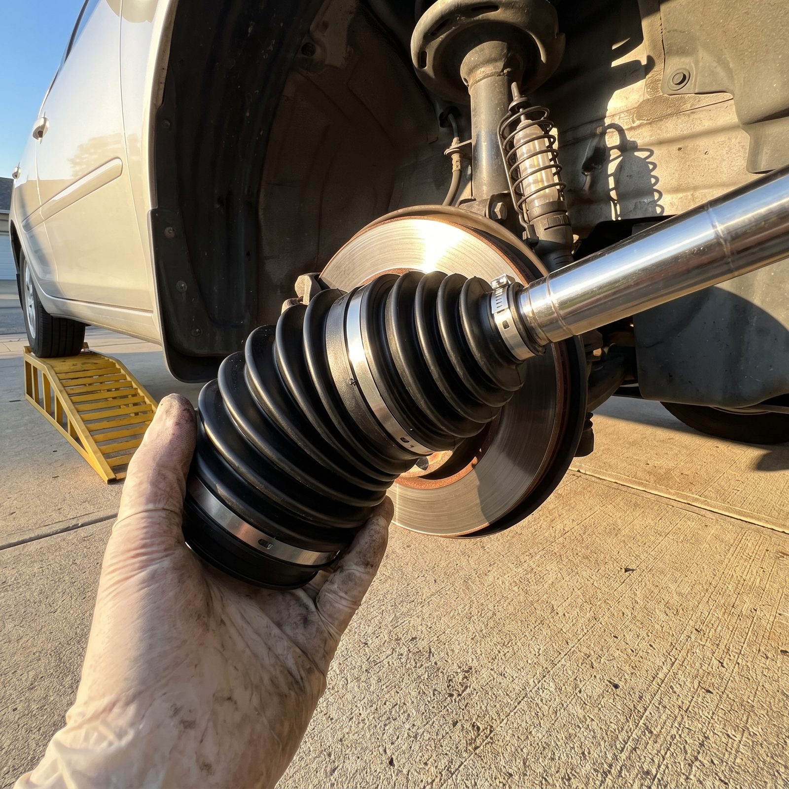 Inspect Every CV-Joint Boot for Splits or Grease Spray