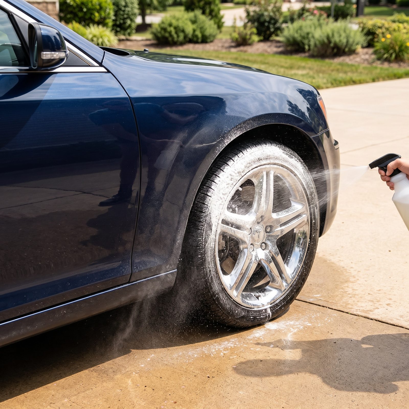 Letting Acidic Wheel Cleaner Overspray Drift Onto the Paint
