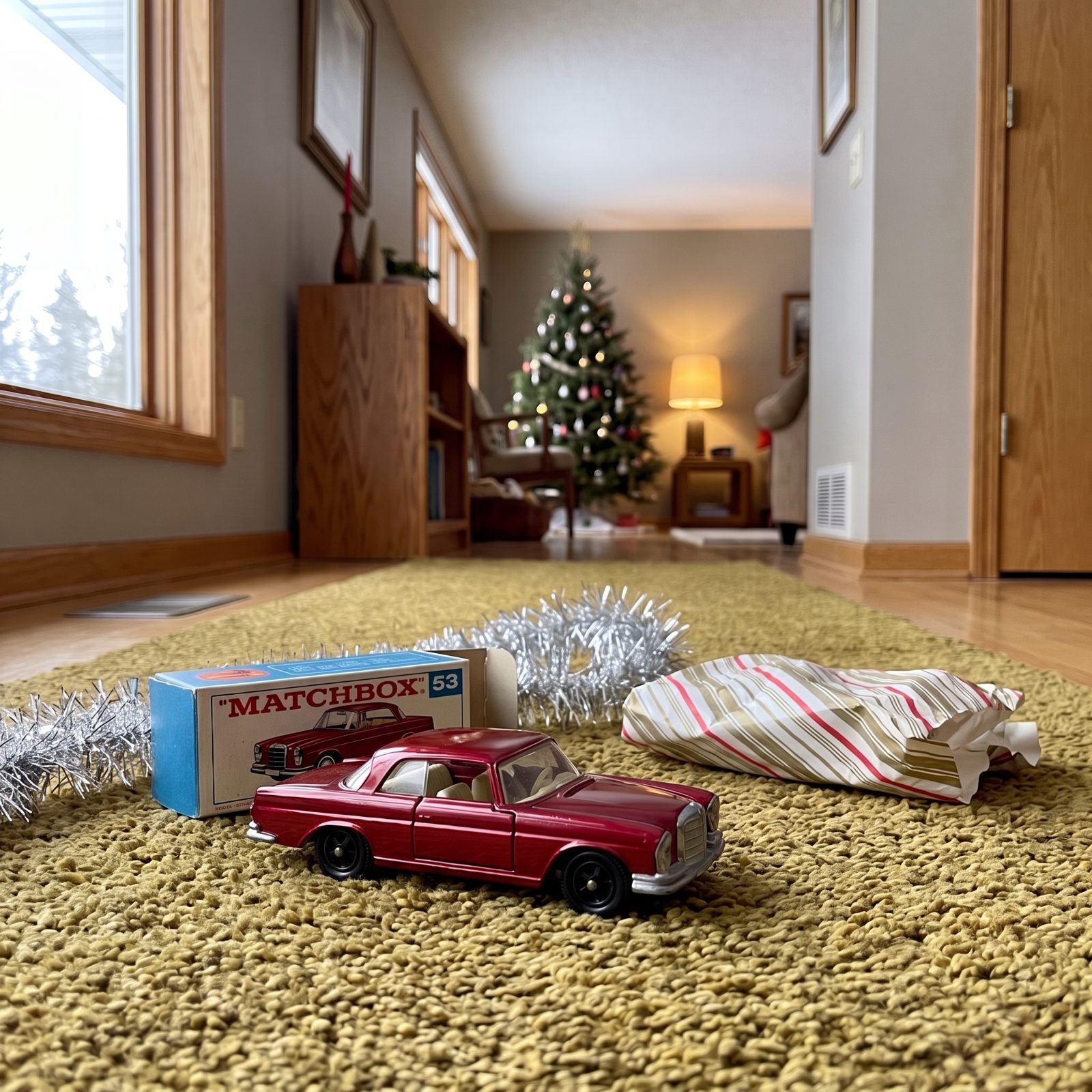 The Matchbox No. 53 Mercedes-Benz 220SE Coupe in That Cherry Red Finish