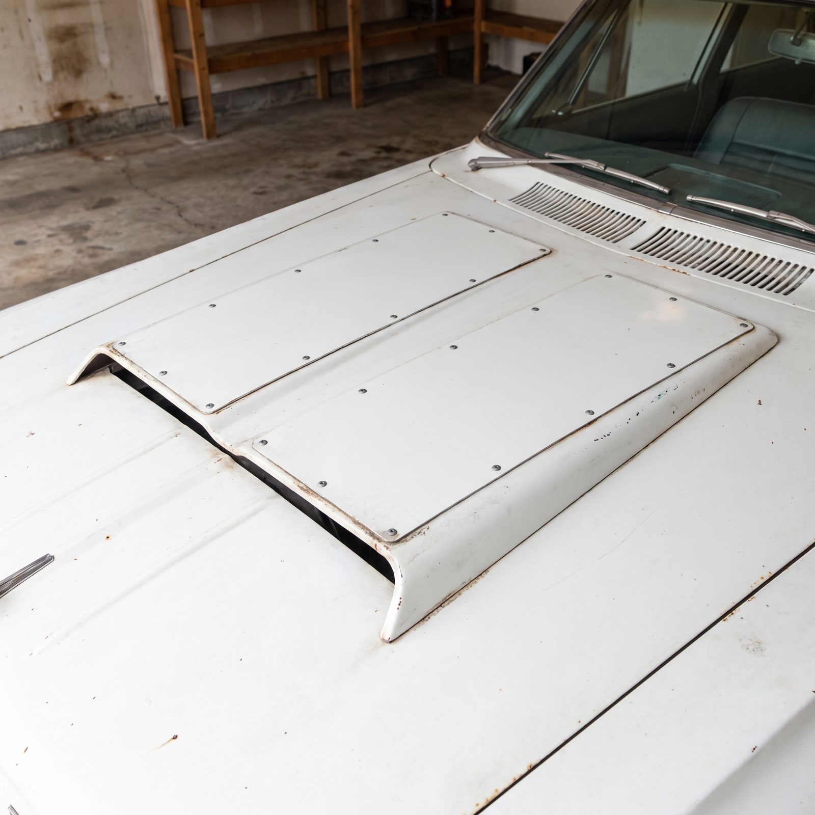 Plymouth Savoy Max Wedge: The Hood-Scoop Block-Off Plates