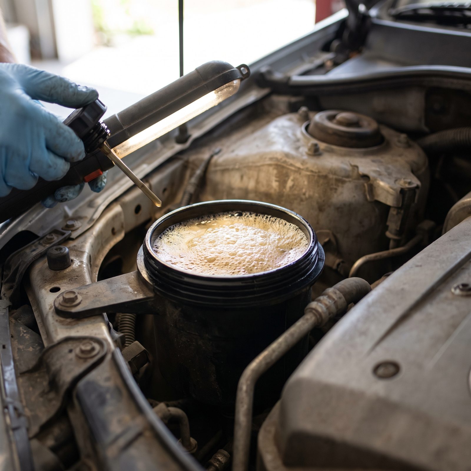 Power-Steering Fluid Foaming in the Reservoir