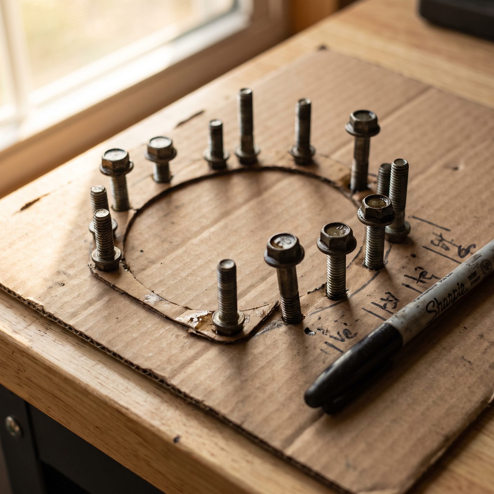 Push Bolts Through a Cardboard Diagram During Disassembly