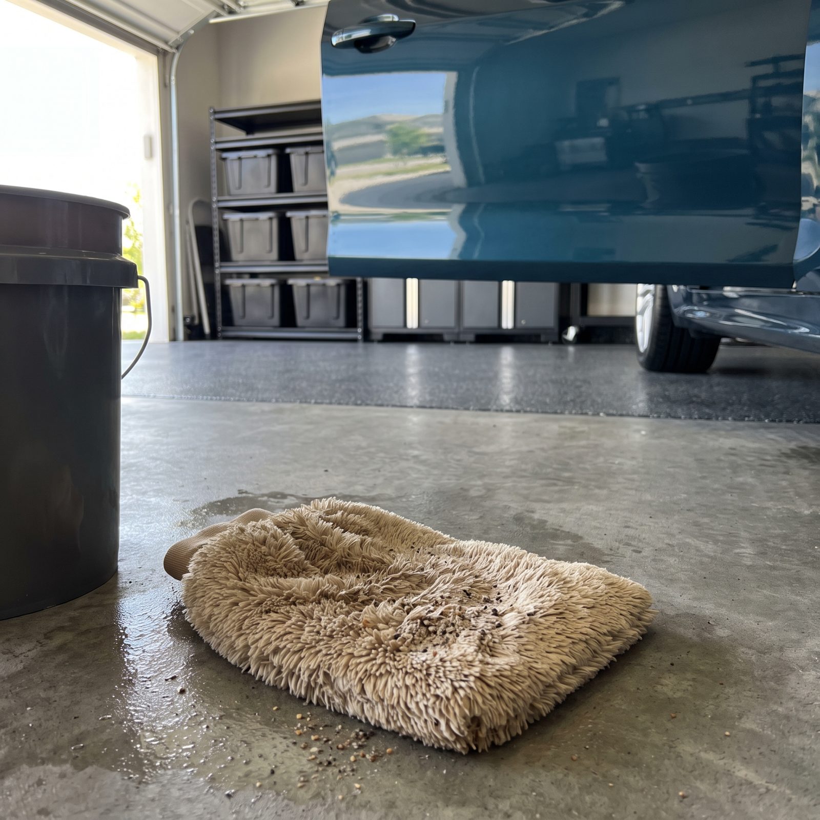 Putting a Dropped Wash Mitt Back on the Car