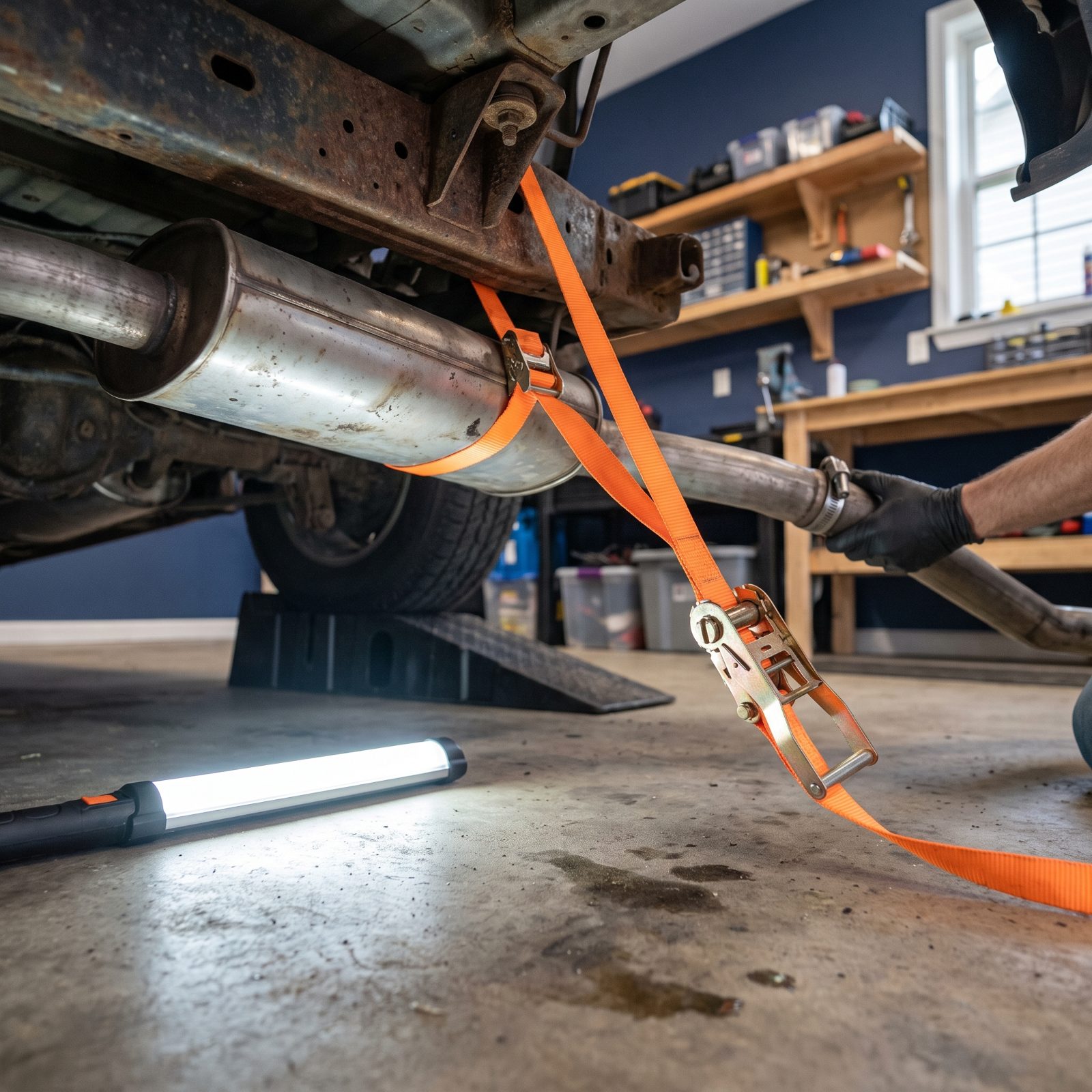 Ratchet-Strap That Awkward Exhaust Section Into Place