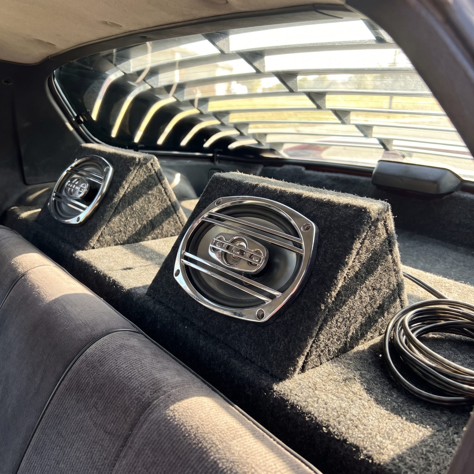 Rear Speakers Mounted in Furry Boxes