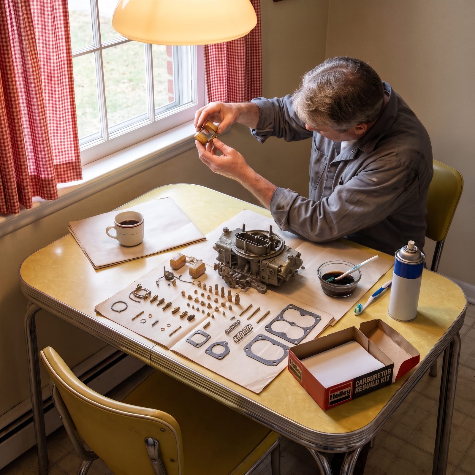 Rebuilding the Carburetor on the Kitchen Table