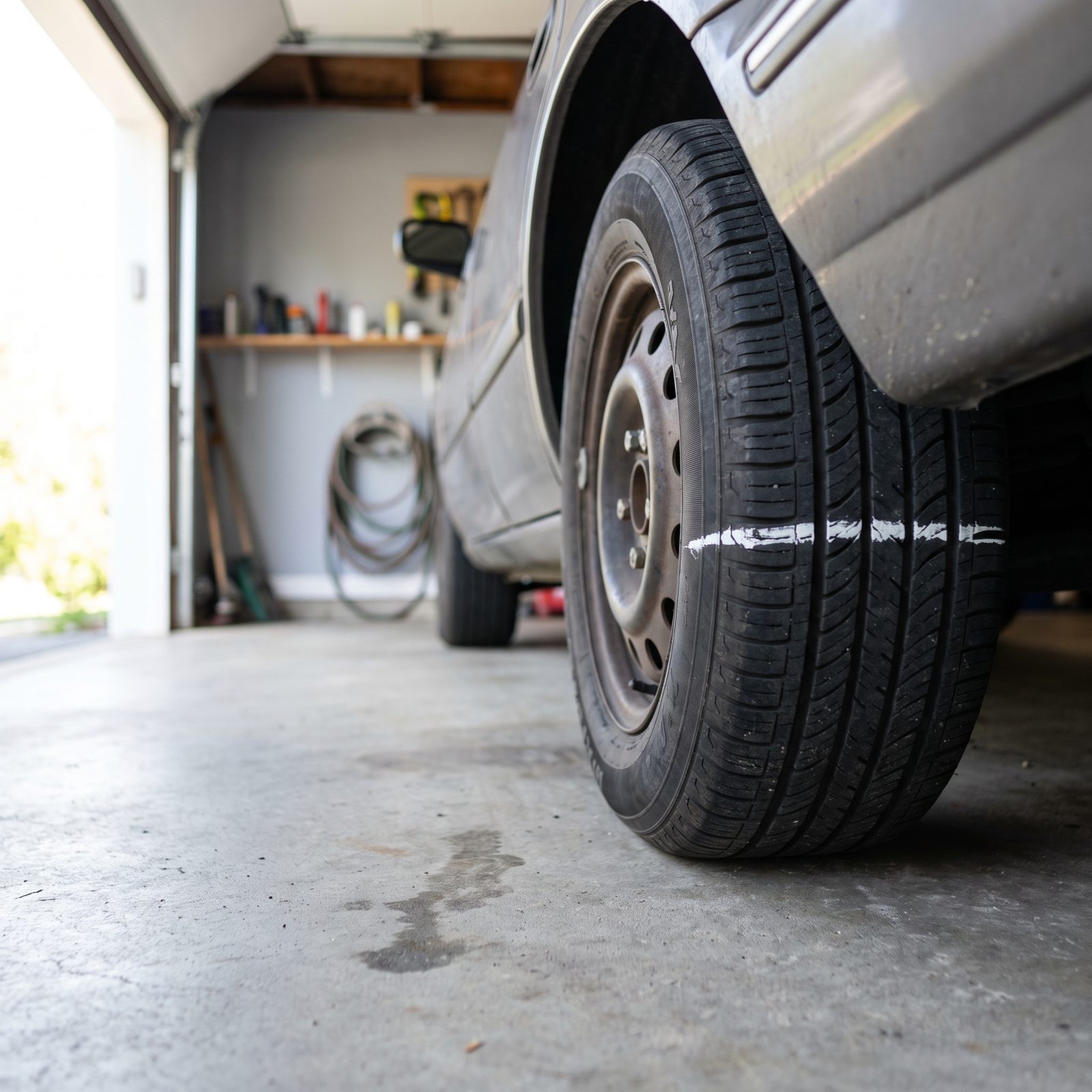 Run Chalk Across the Tread to Dial In Tire Pressure