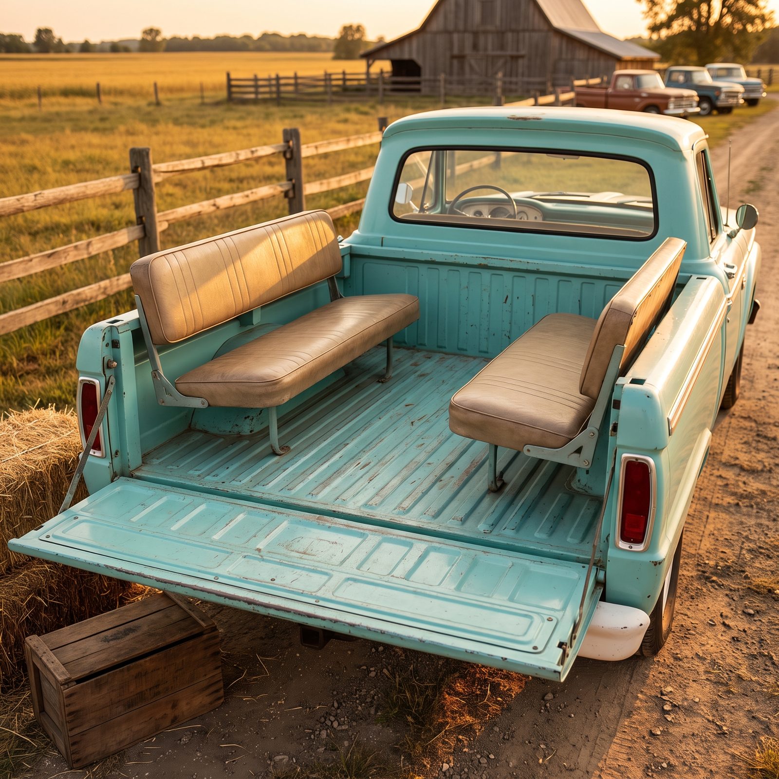 Side-Facing Pickup-Bed Seats, Open-Air Riding From Another Era