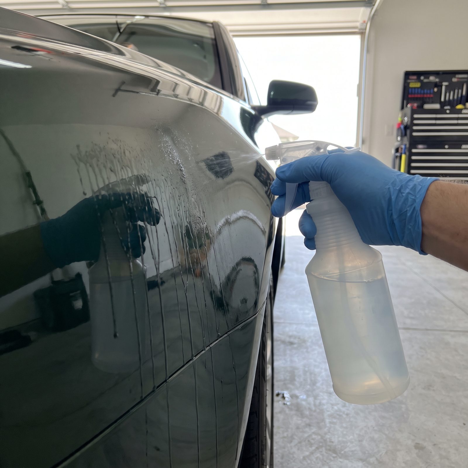 Spraying Undiluted All-Purpose Cleaner on the Body
