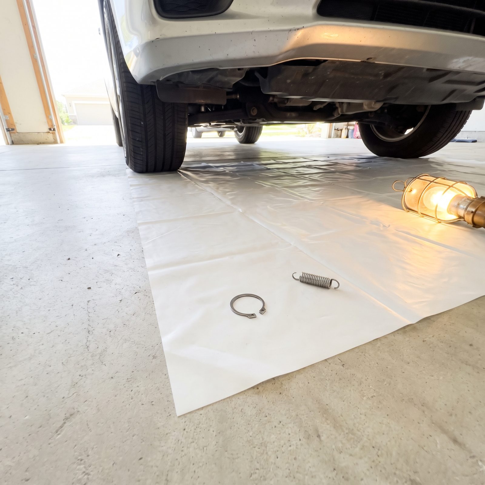 Spread a White Shower-Curtain Liner Beneath the Work Area