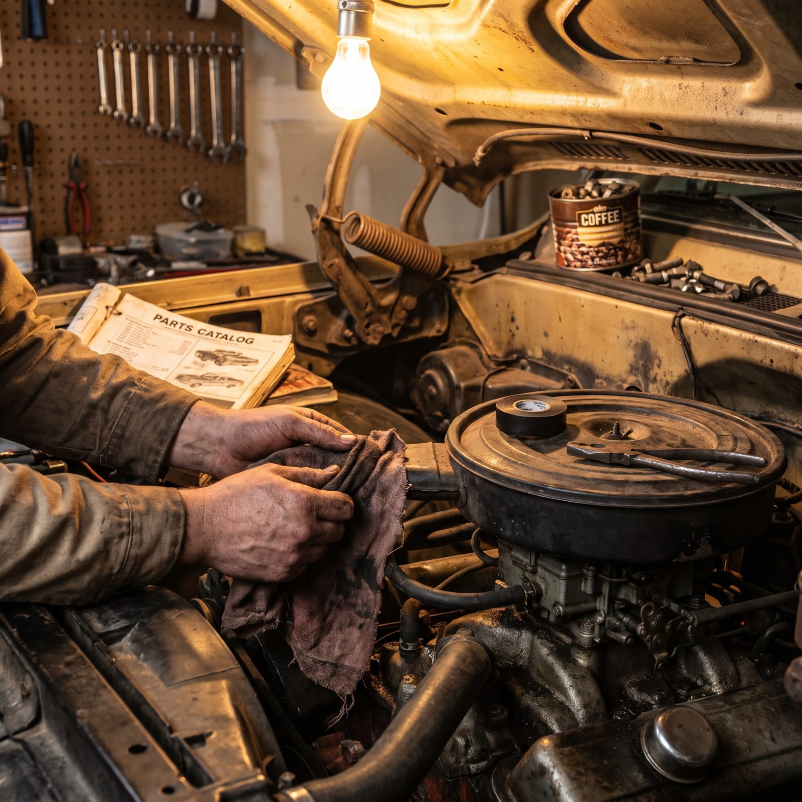 Stuffing a Rag Into a Leaking Fuel Line