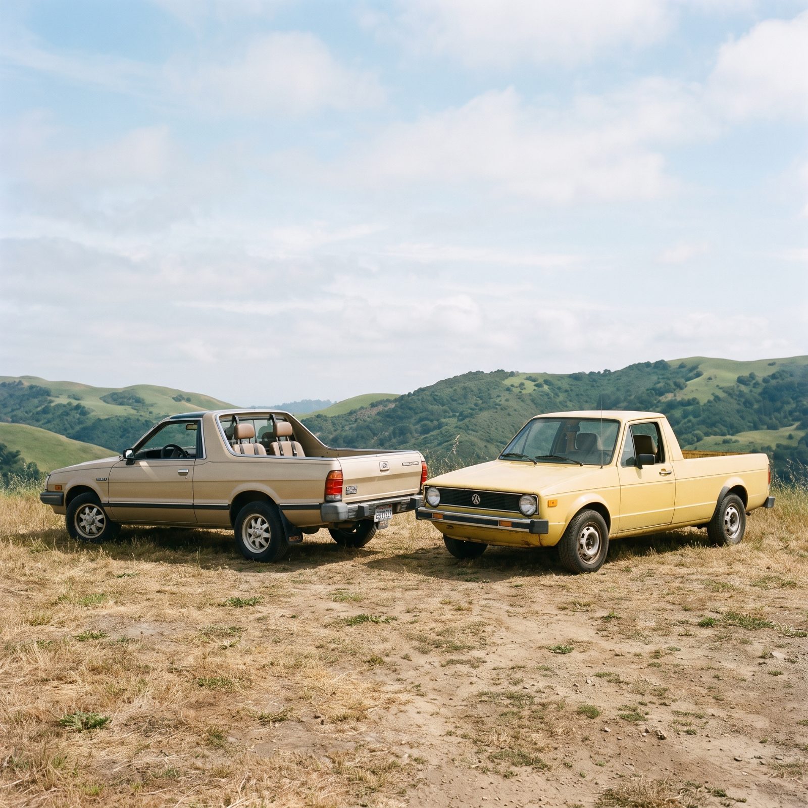 Subaru BRAT vs. Volkswagen Rabbit Pickup: The Seats in the Bed
