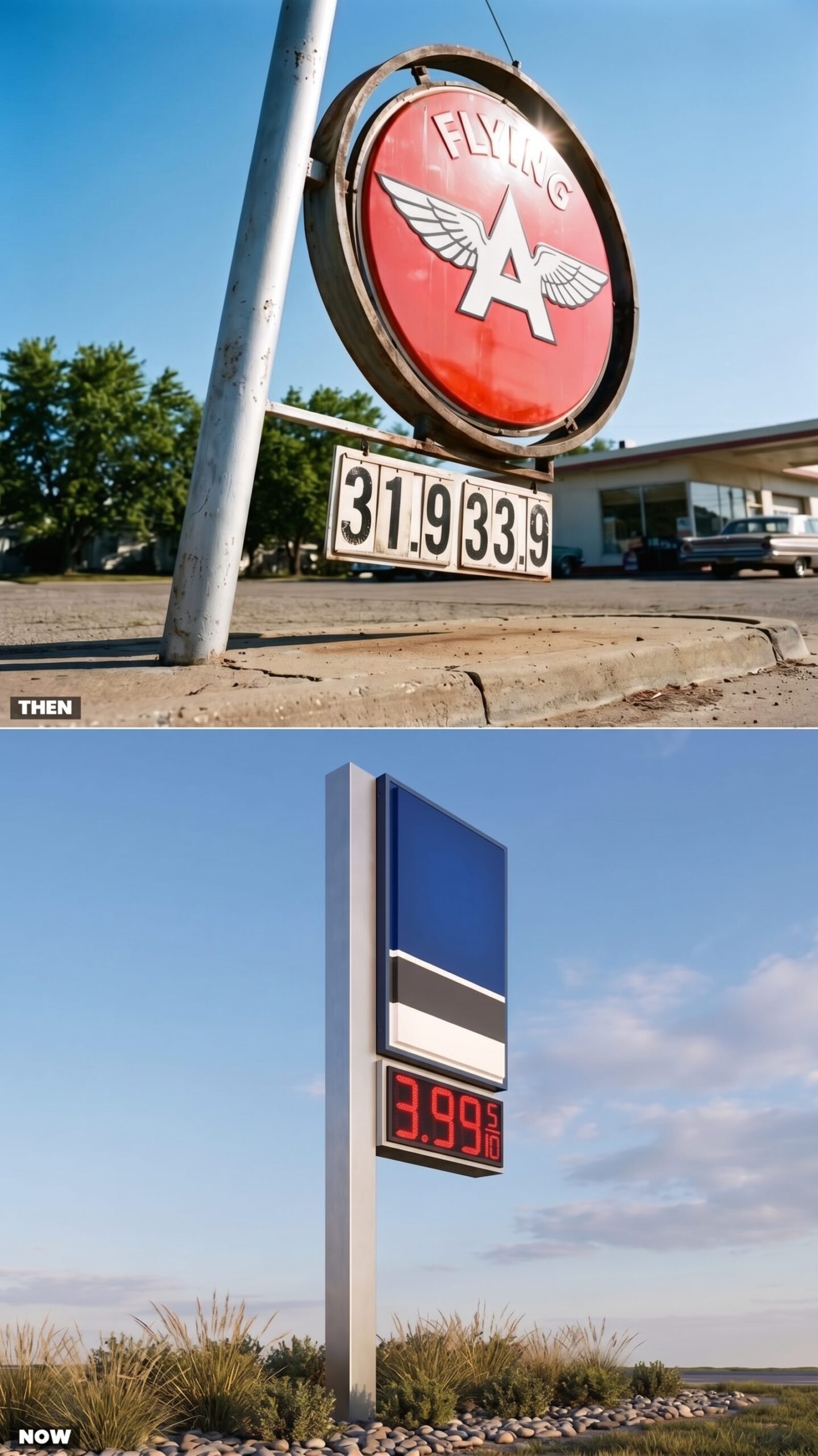 Towering Porcelain Brand Signs vs. Digital Roadside Pylons