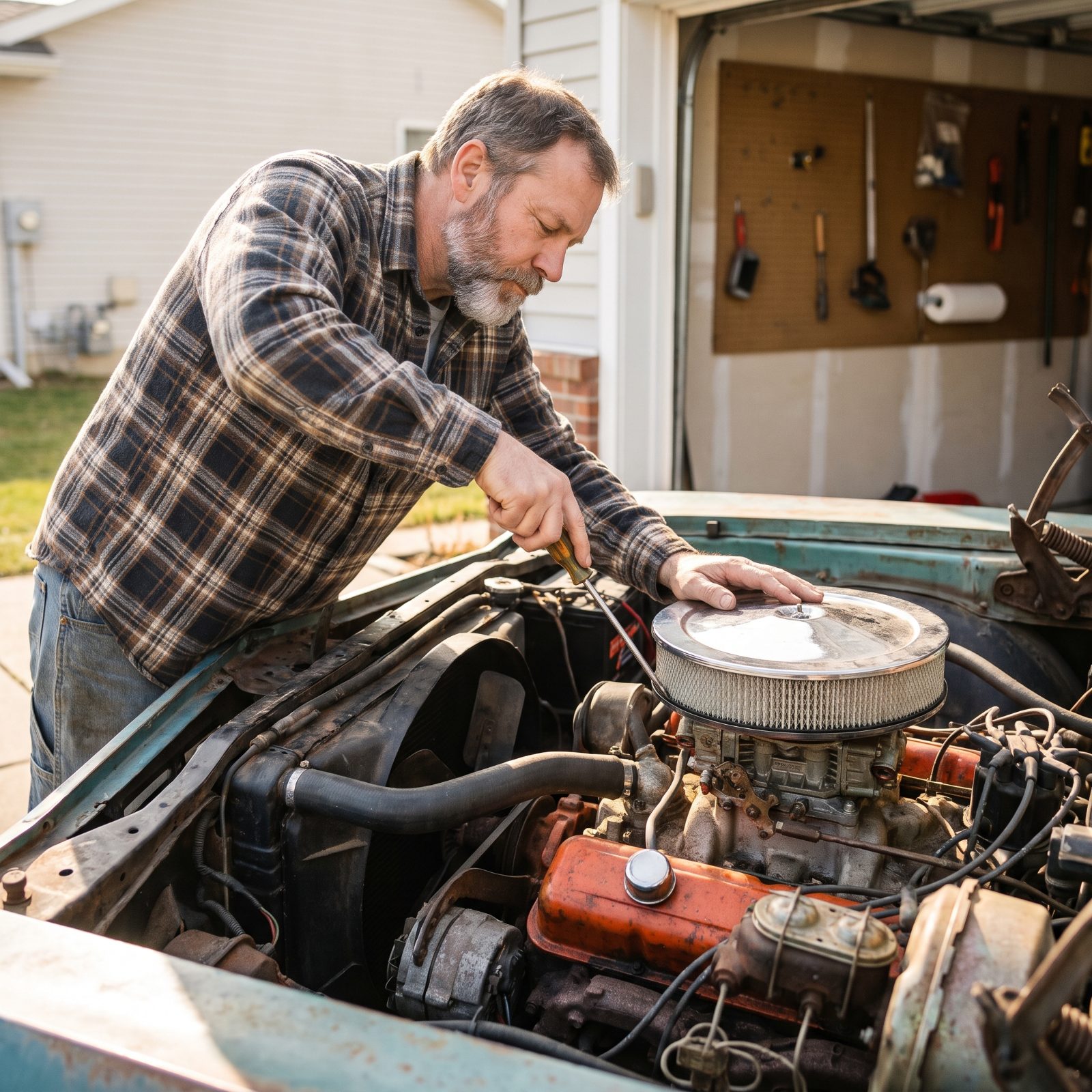 Tuning the Carburetor Idle by Ear With a Flathead Screwdriver