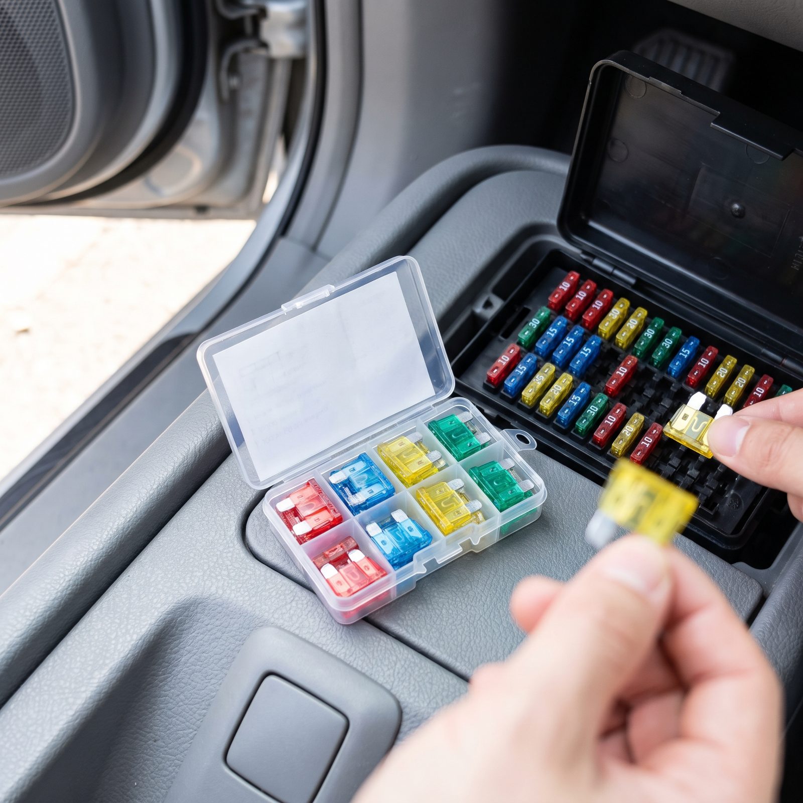 A Vehicle-Specific Spare Fuse Assortment