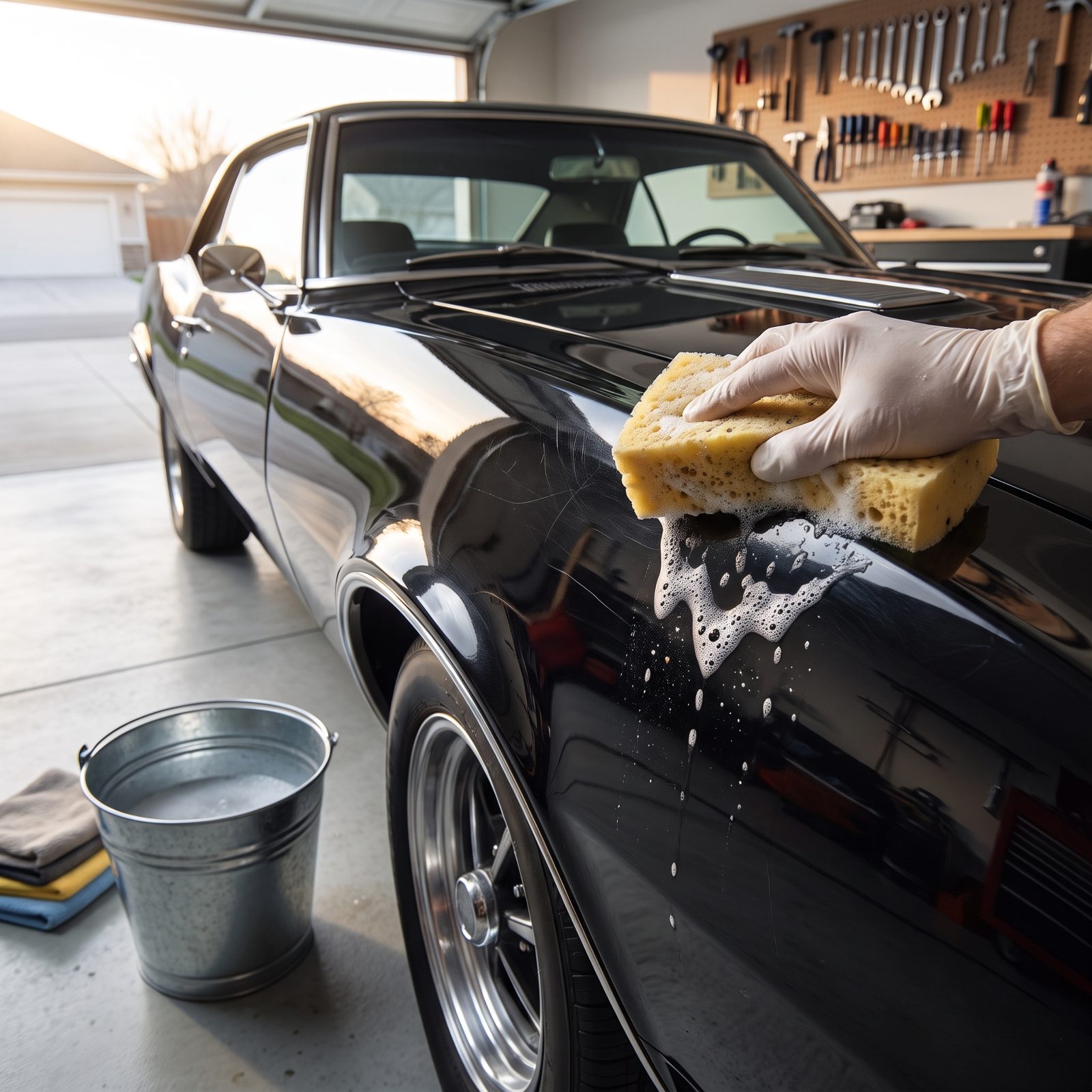Washing With an Old Cellulose Kitchen Sponge