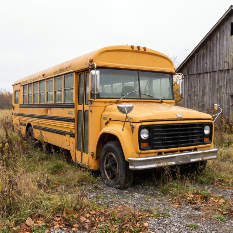 We Took This Photo of a Rusted 1970s School Bus and Transformed It Into a One-Bedroom Home With a Rooftop Deck: 24 Before &