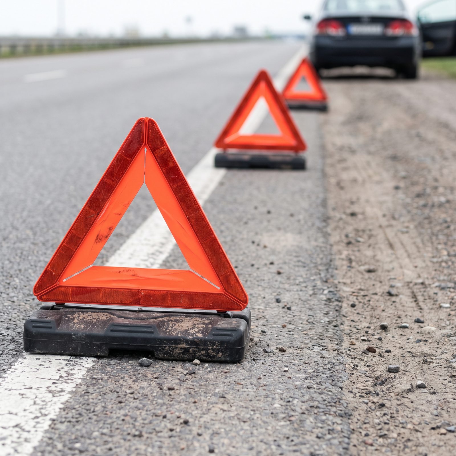 Weighted Reflective Warning Triangles That Hold the Wind