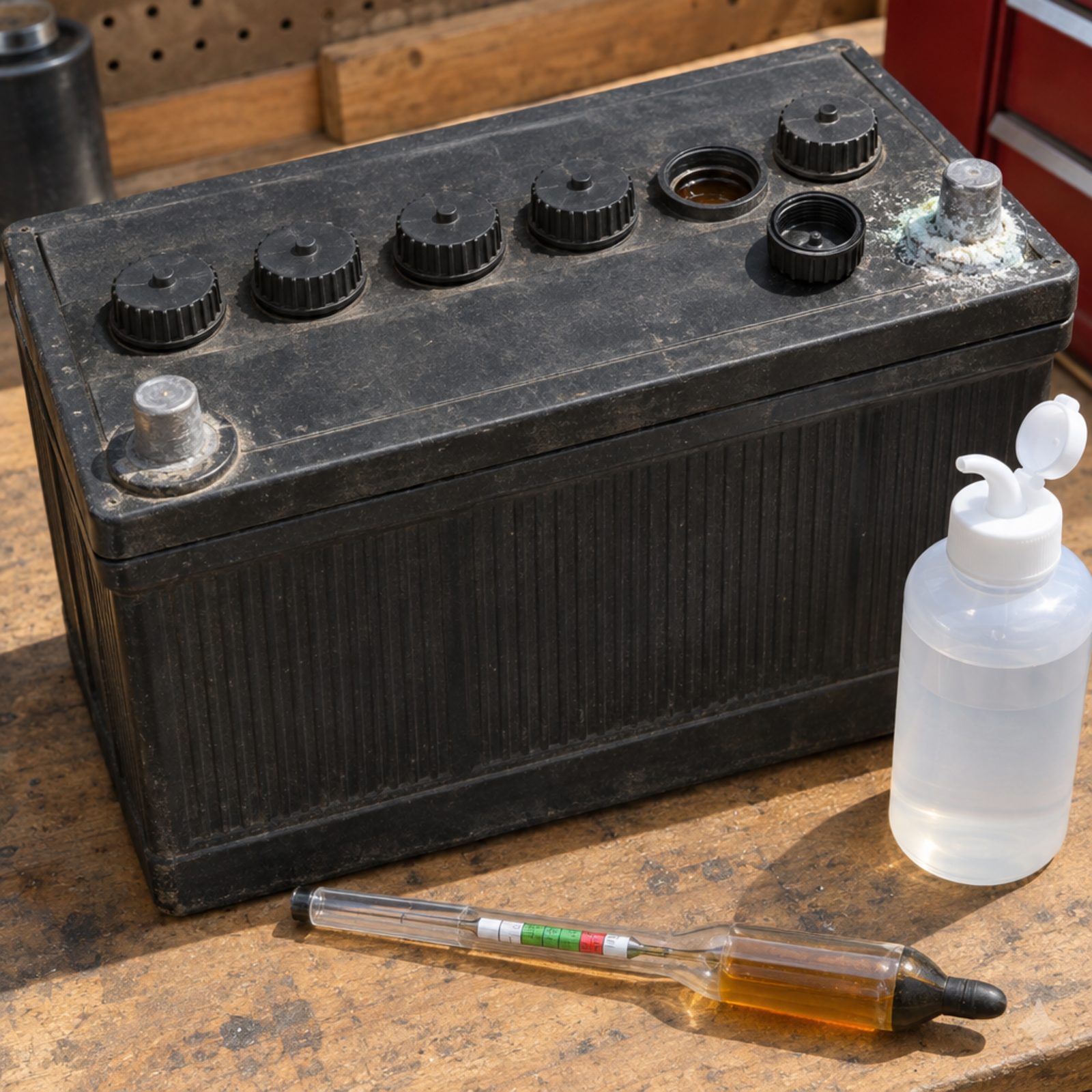 The Wet-Cell Battery With Six Caps You Could Pop Open