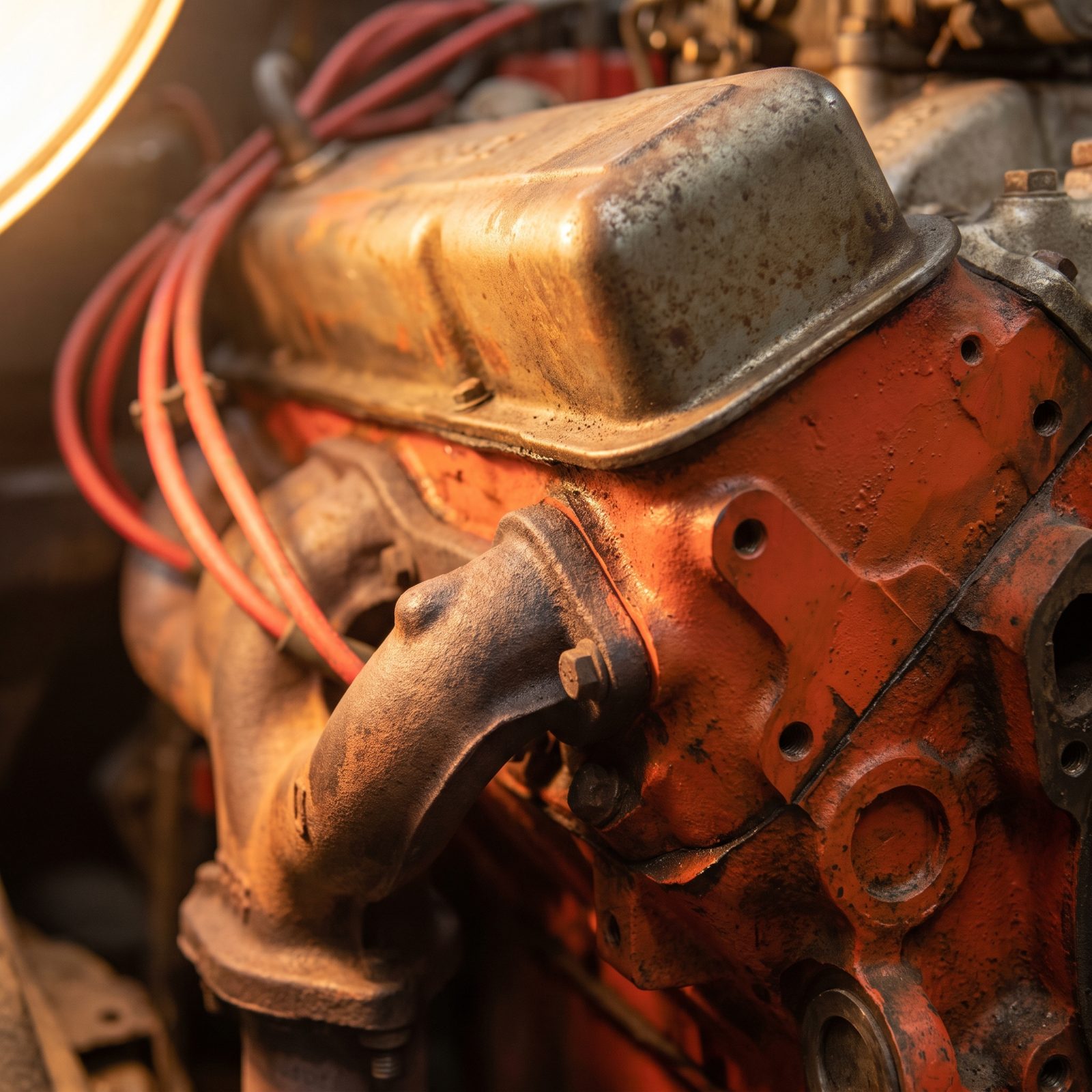 Where Chevrolet Orange Paint and Exhaust-Manifold Overspray Should End
