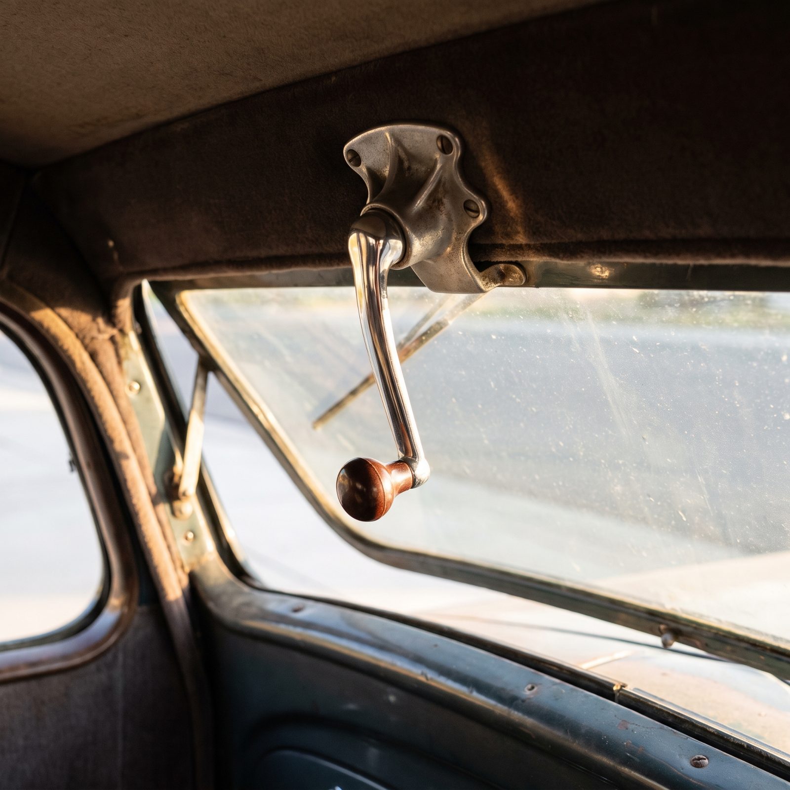 The Windshield-Center Crank That Swung the Glass Open for Fresh Air
